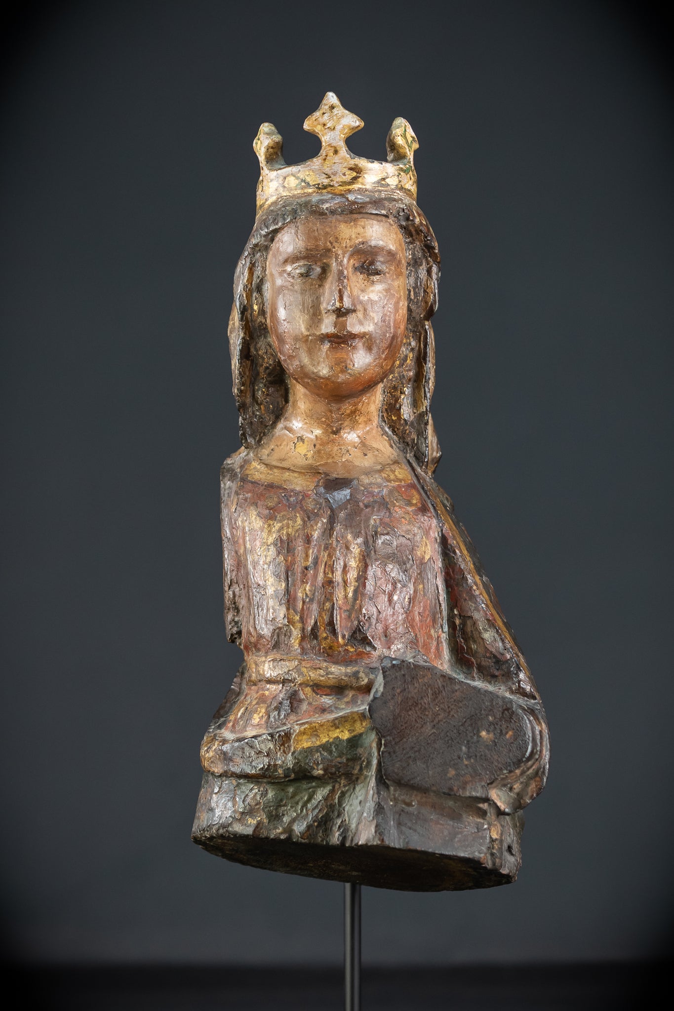 Saint Barbara Wooden Torso Sculpture | 1600s Antique