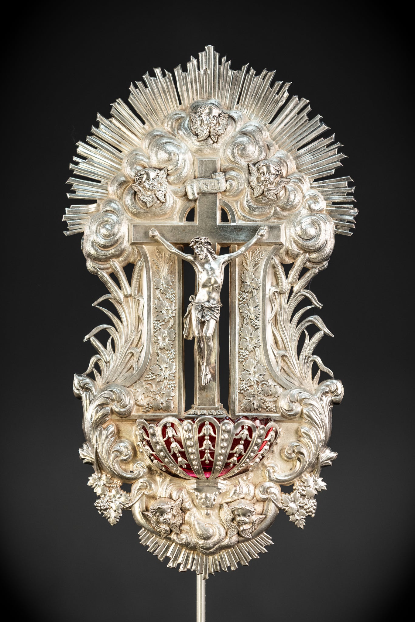 Holy Water Font - Solid Silver | 1800s Antique | 11.8" / 30 cm