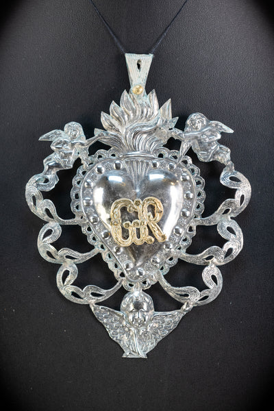 Solid Silver Votive Heart | 1800s Grace Received Italian 5.7"