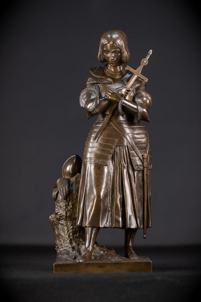 St Joan of Arc Bronze Statue | 1800s Antique | 14" / 35.5 cm