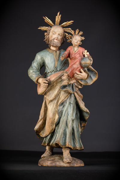St Joseph Child Jesus Baroque | Antique 1700s | 24.4”