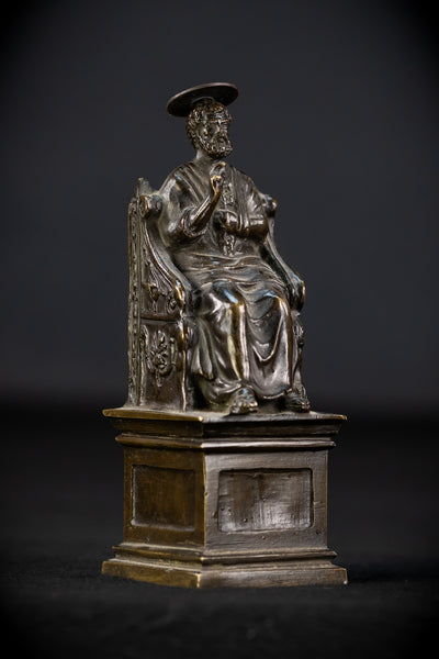St Peter Bronze Statue | 1800s Antique | 5.5" / 14 cm