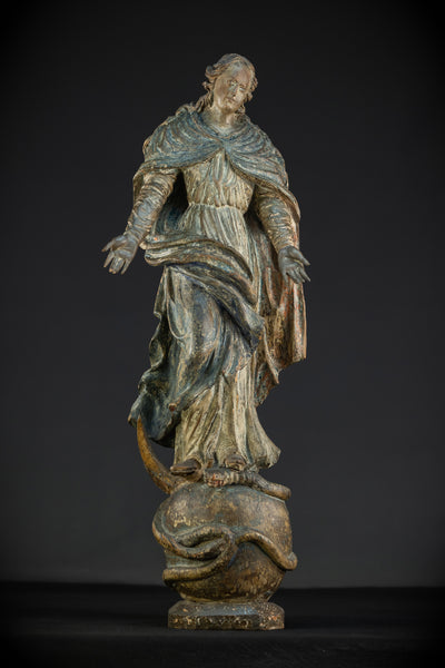 Virgin Mary Wooden Statue | 1700s Antique | 30” / 77 cm