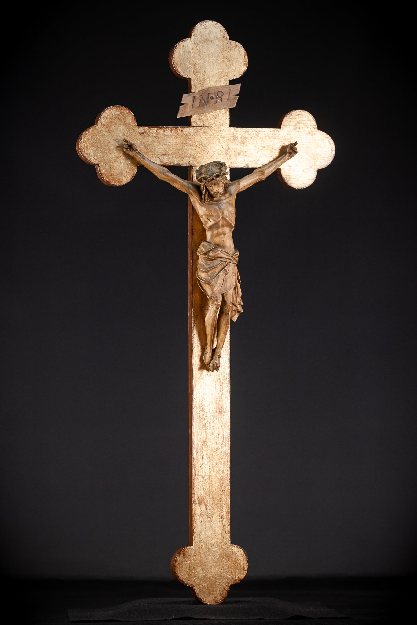 Crucifix Wall | Jesus Christ 1800s | Trefoil | 33.5"