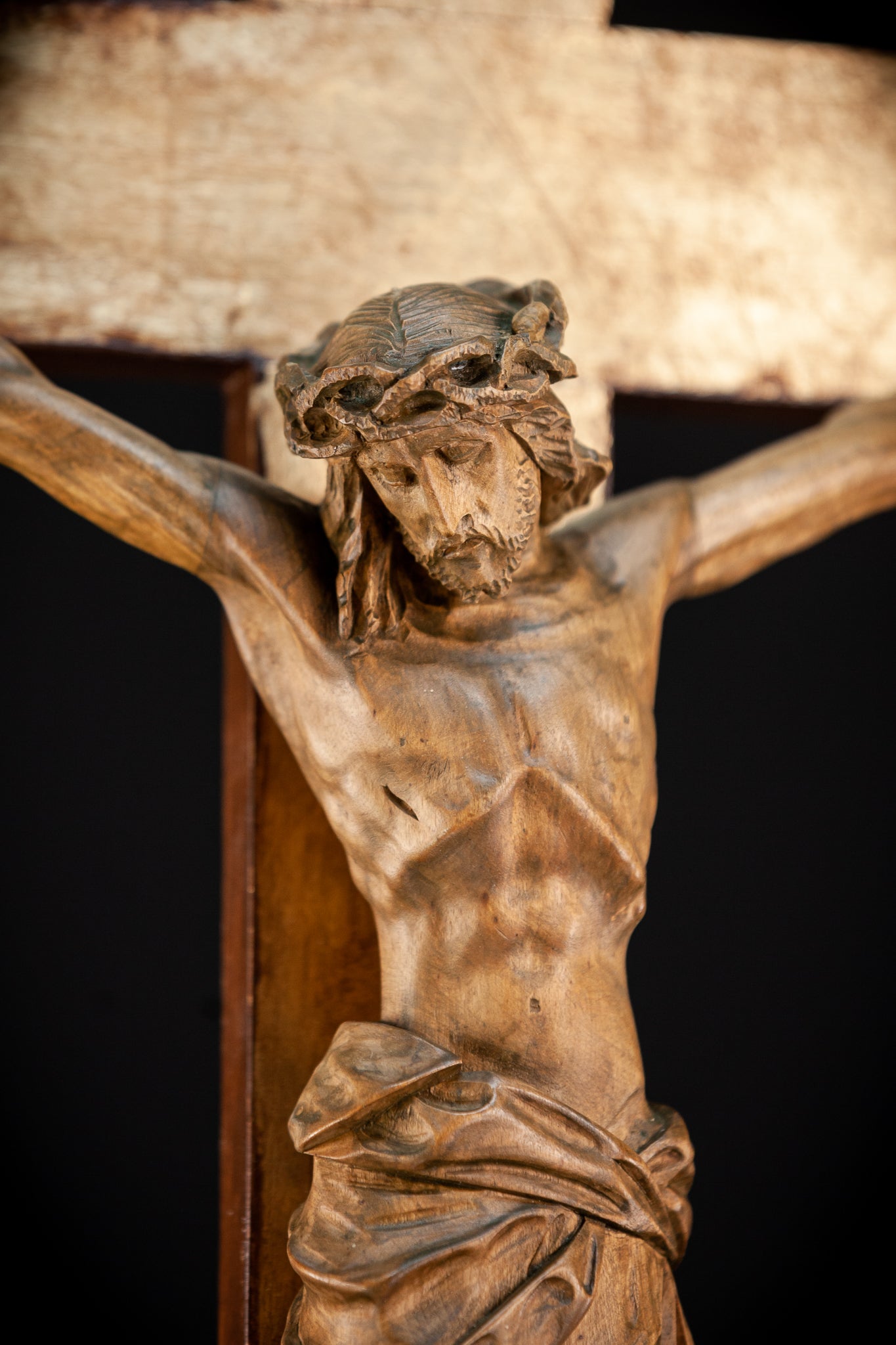 Crucifix Wall | Gilded Wood | 1800s Antique | 33.5" / 85 cm