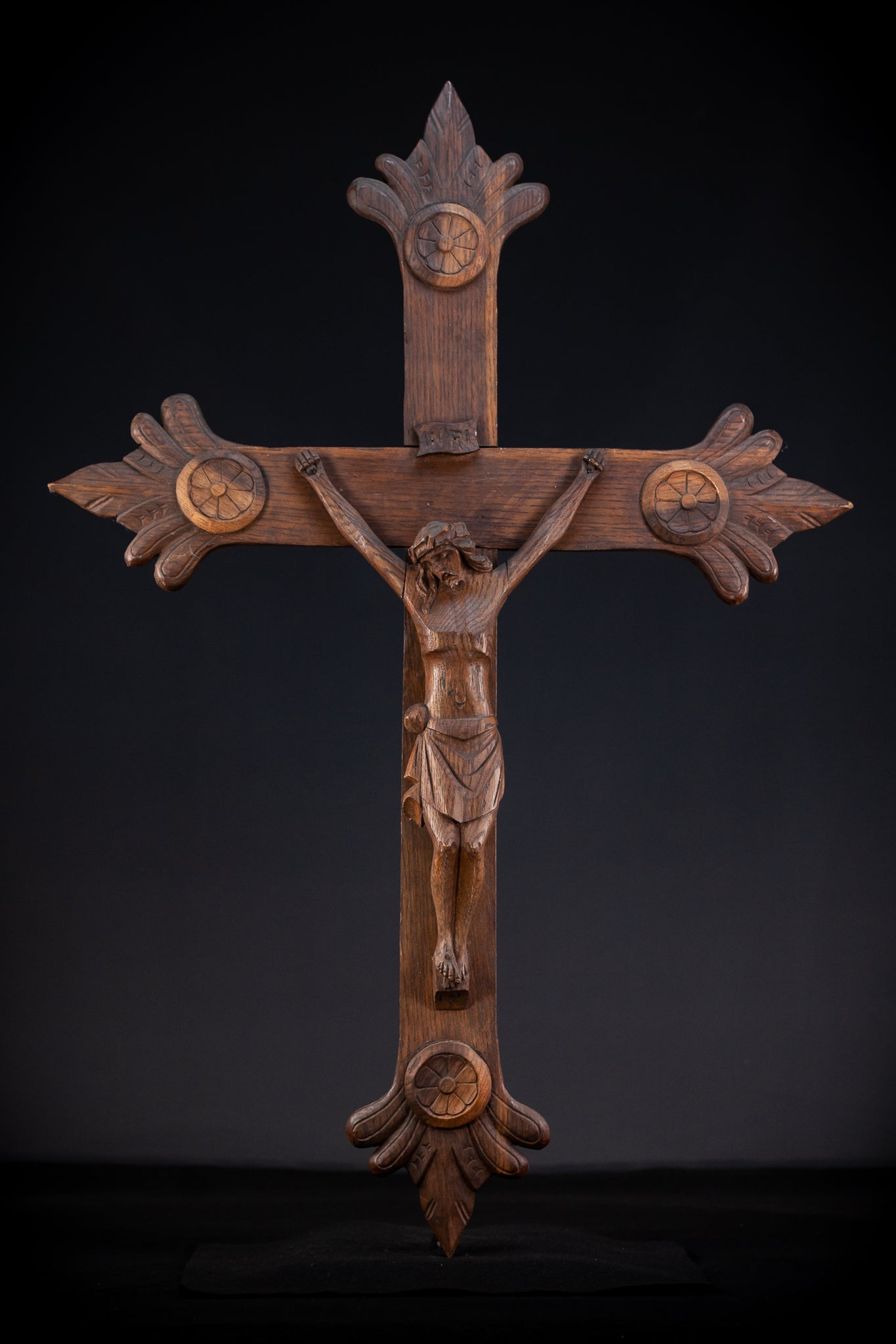 Wall Crucifix | Fleur De Lis | 1800s Antique 35.6"/ 90.5 cm