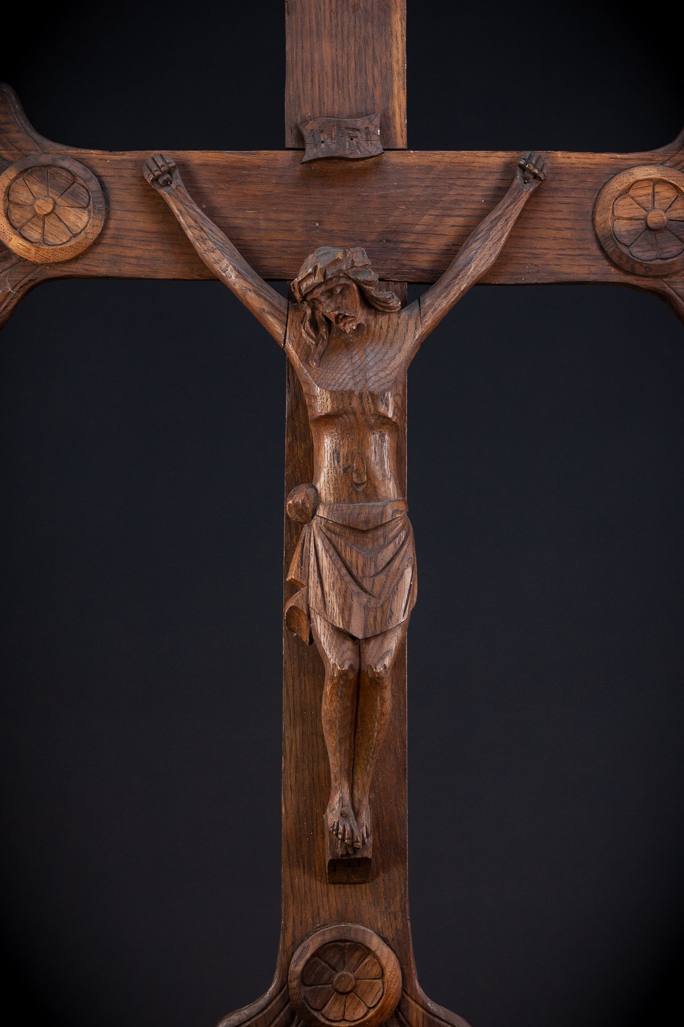 Wall Crucifix | Fleur De Lis | 1800s Antique 35.6"/ 90.5 cm