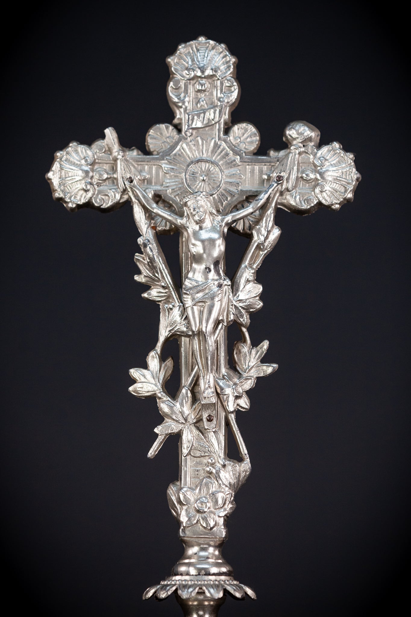 Altar Crucifix | Silvered Metal | 18.1” / 46 cm