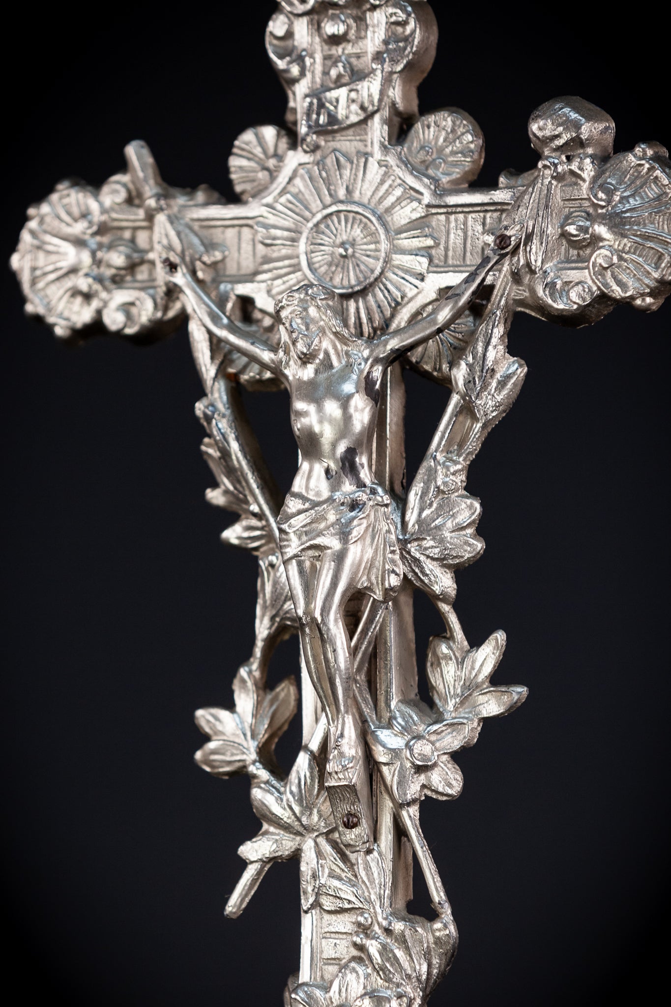 Altar Crucifix | Silvered Metal | 18.1” / 46 cm