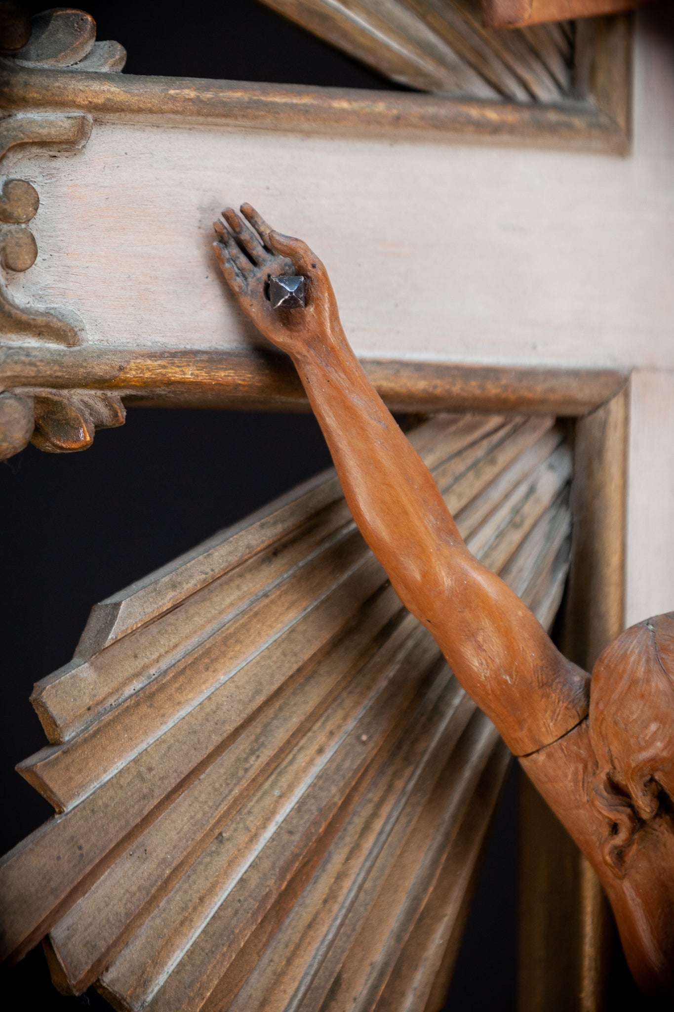 Altar Crucifix Baroque | Wood Carving | 1700s Antiques | 43.7" / 111 cm