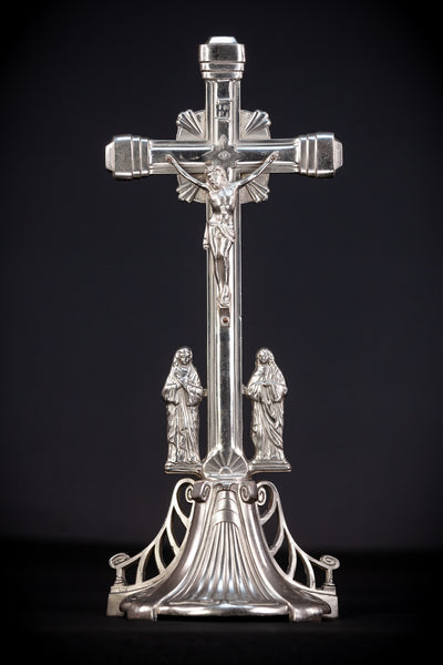  Altar Crucifix | Silvered Metal  | 16.1”