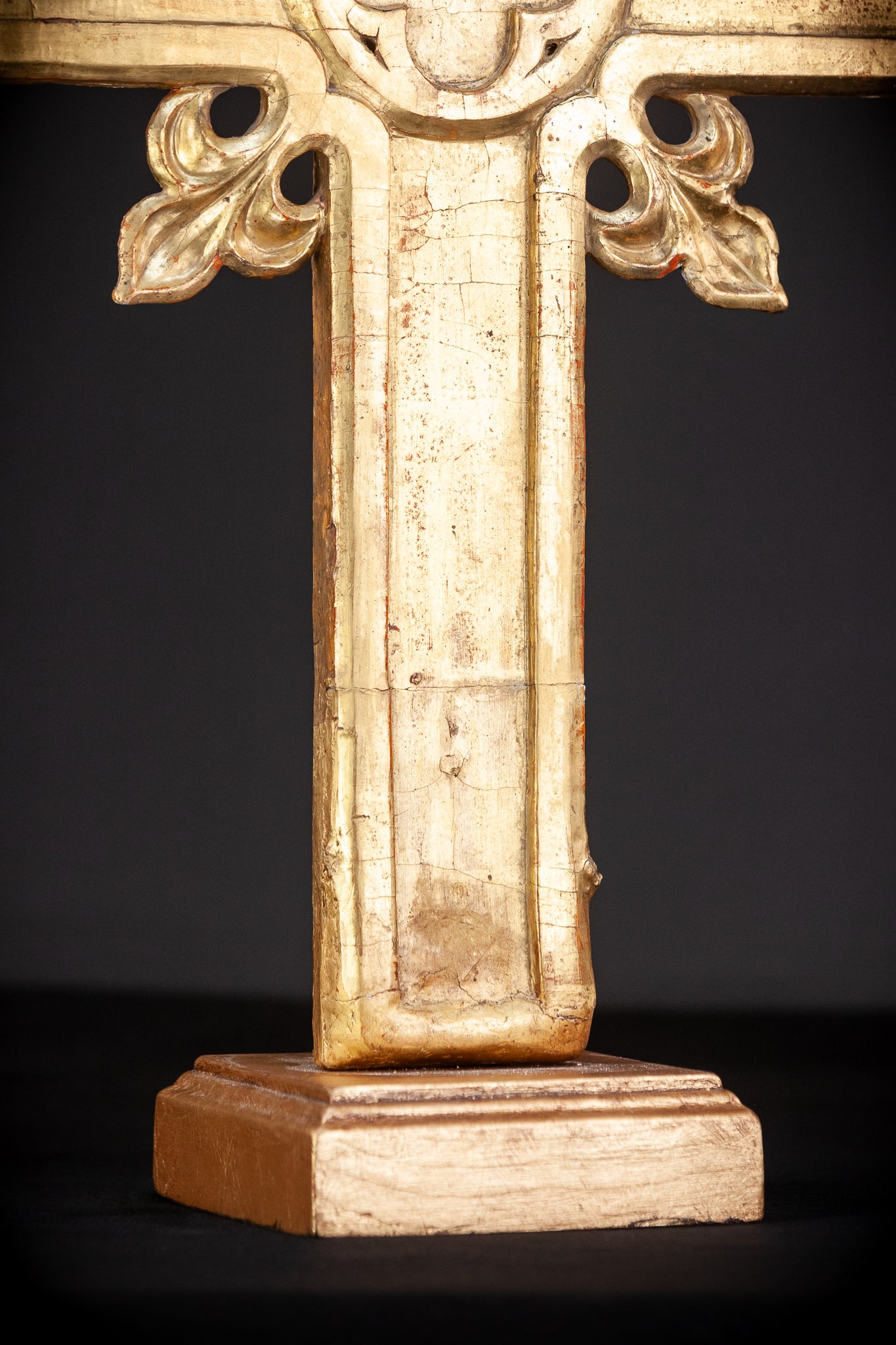 Church Pulpit Cross Finial Gilded Wood | 1700s Antique | 24.4" / 62 cm