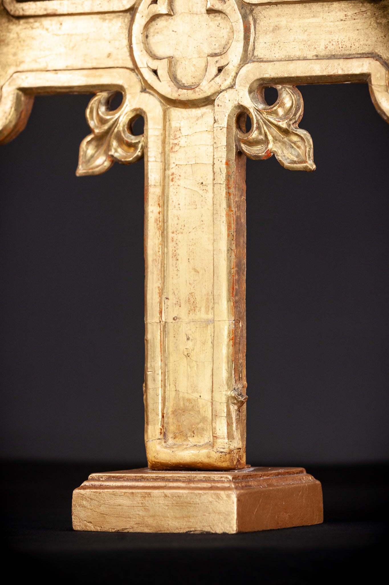 Church Pulpit Cross Finial Gilded Wood | 1700s Antique | 24.4" / 62 cm