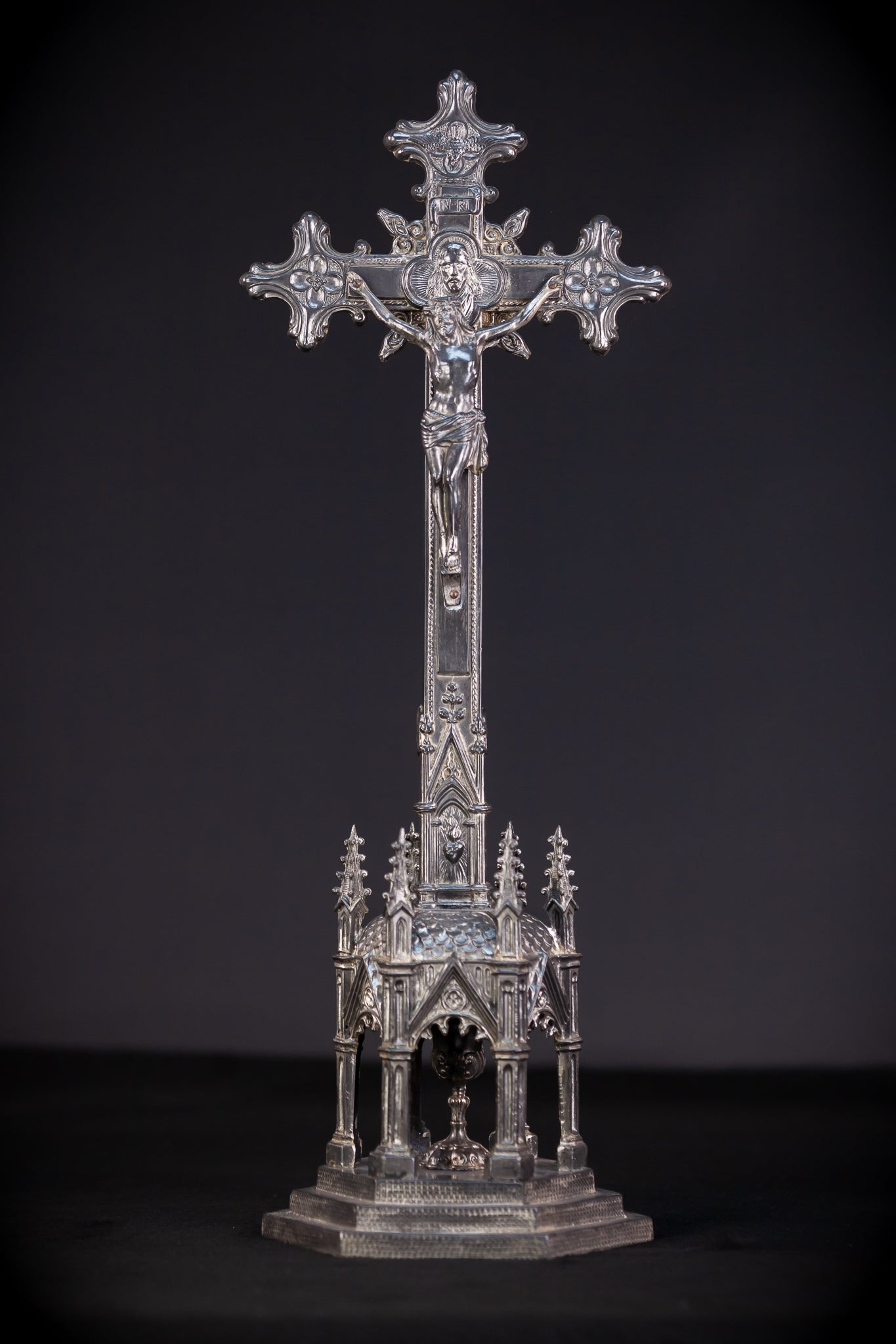  Altar Crucifix | Silvered Metal 19.7”