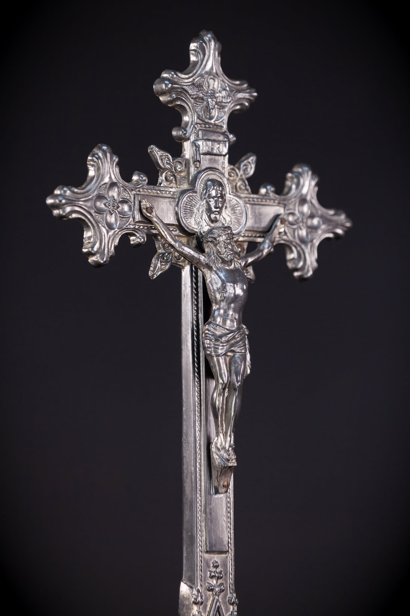 Altar Crucifix | Silvered Metal 19.7”