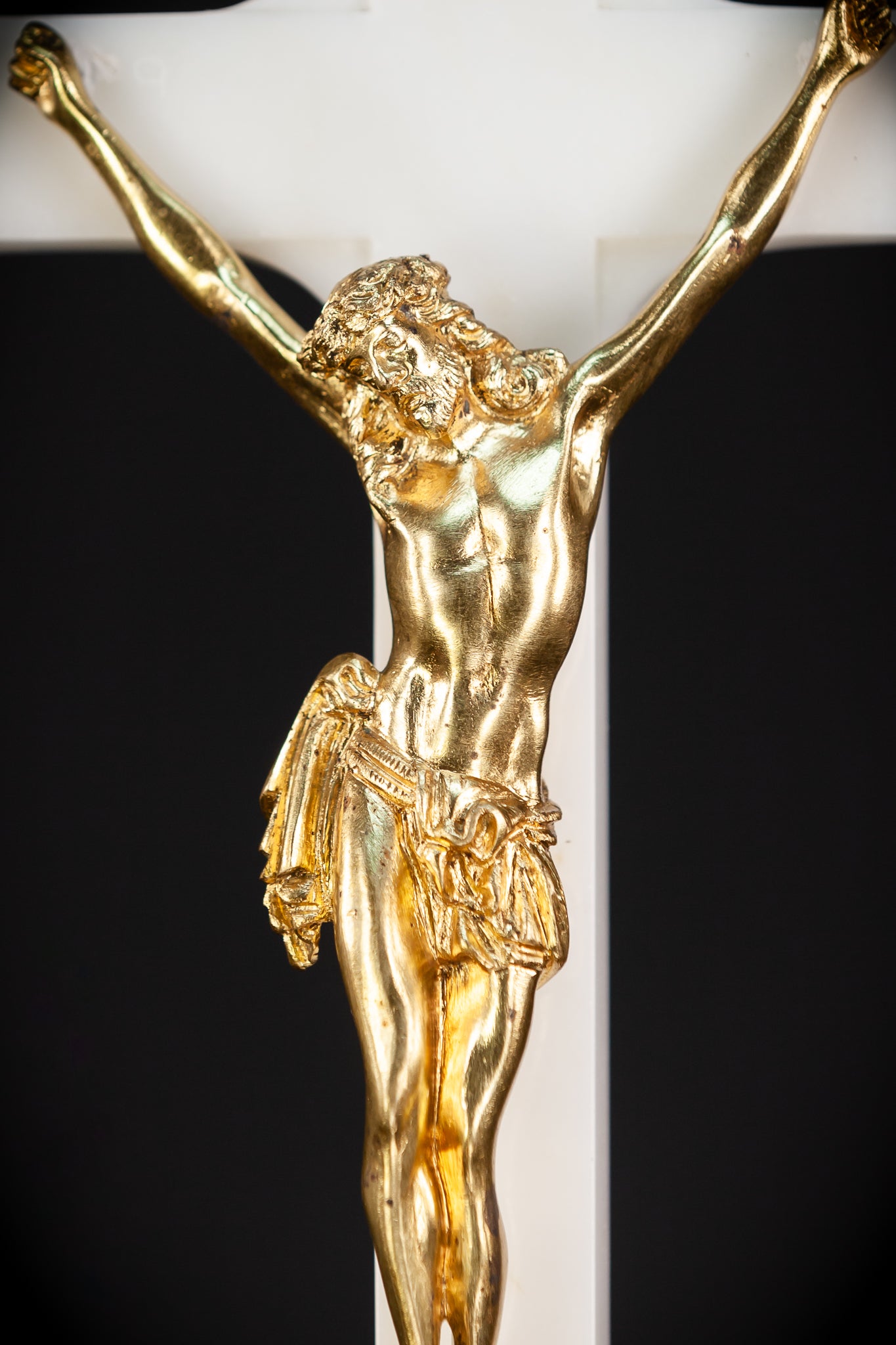 Marble and Gilded Bronze Altar Crucifix | 1800s Antique | 20.1" / 51 cm