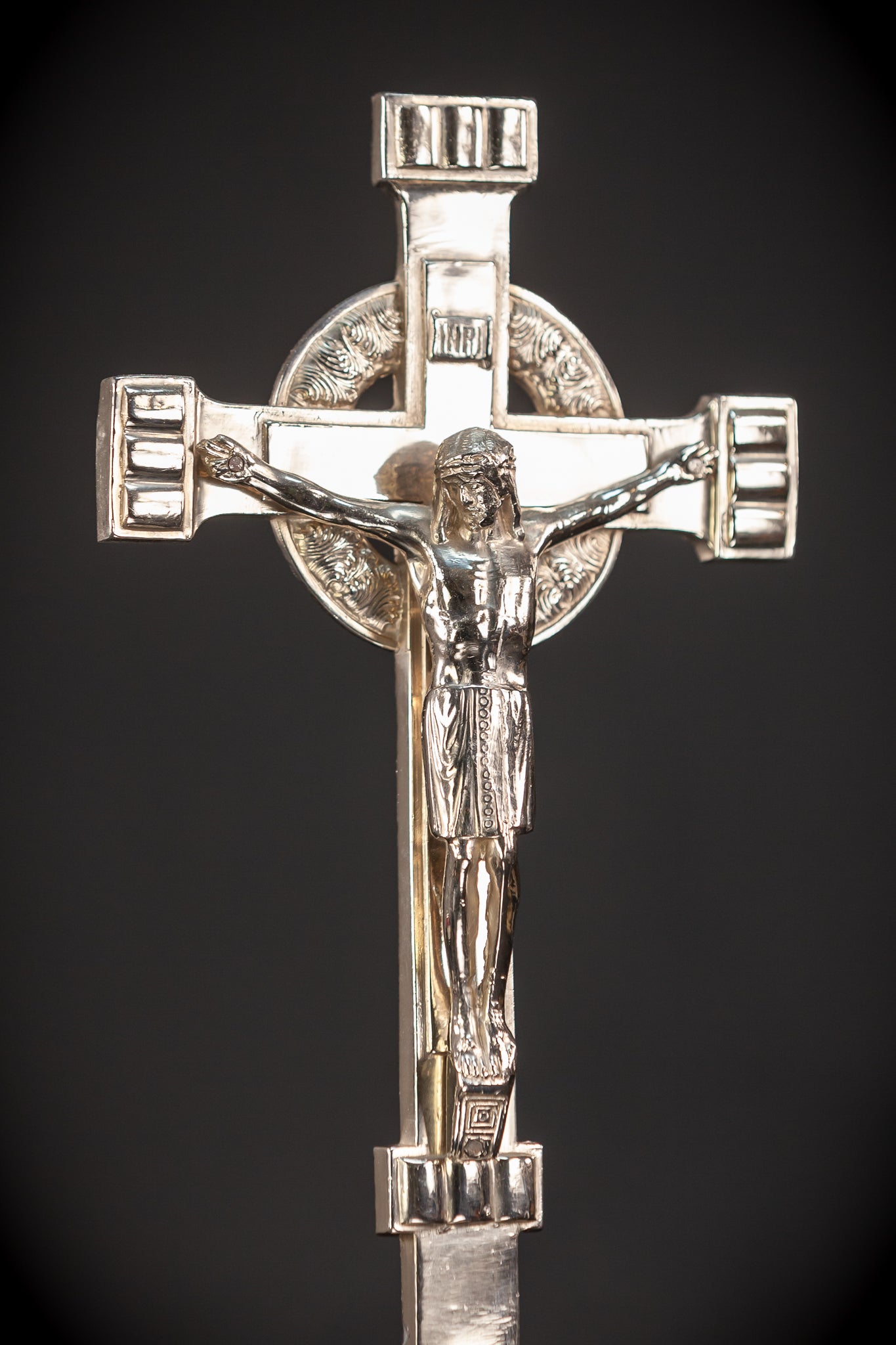 Altar Crucifix | Silvered Metal  | 14”