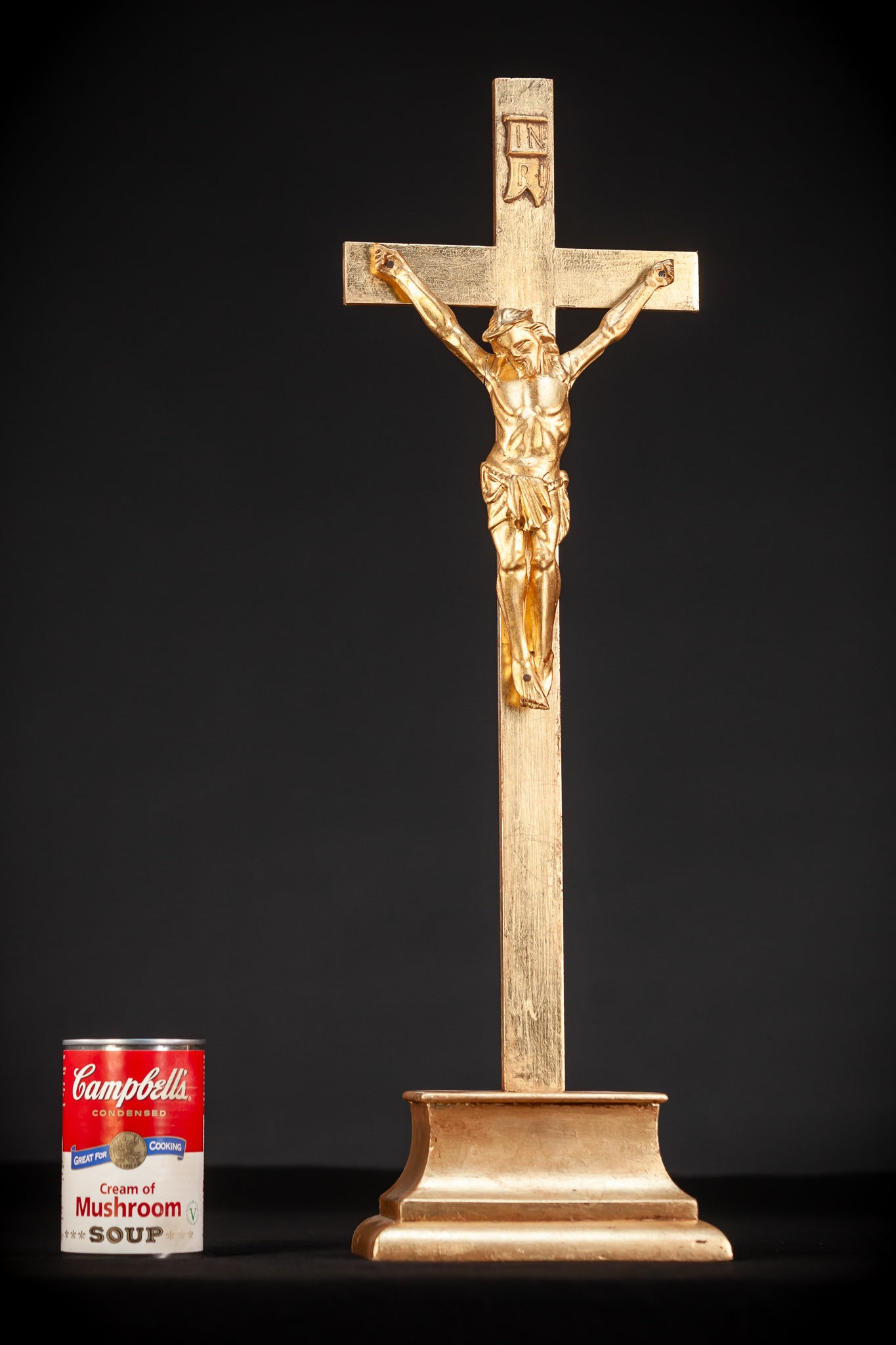 Standing Wood Cross | Gilded Corpus Christi  22.6"