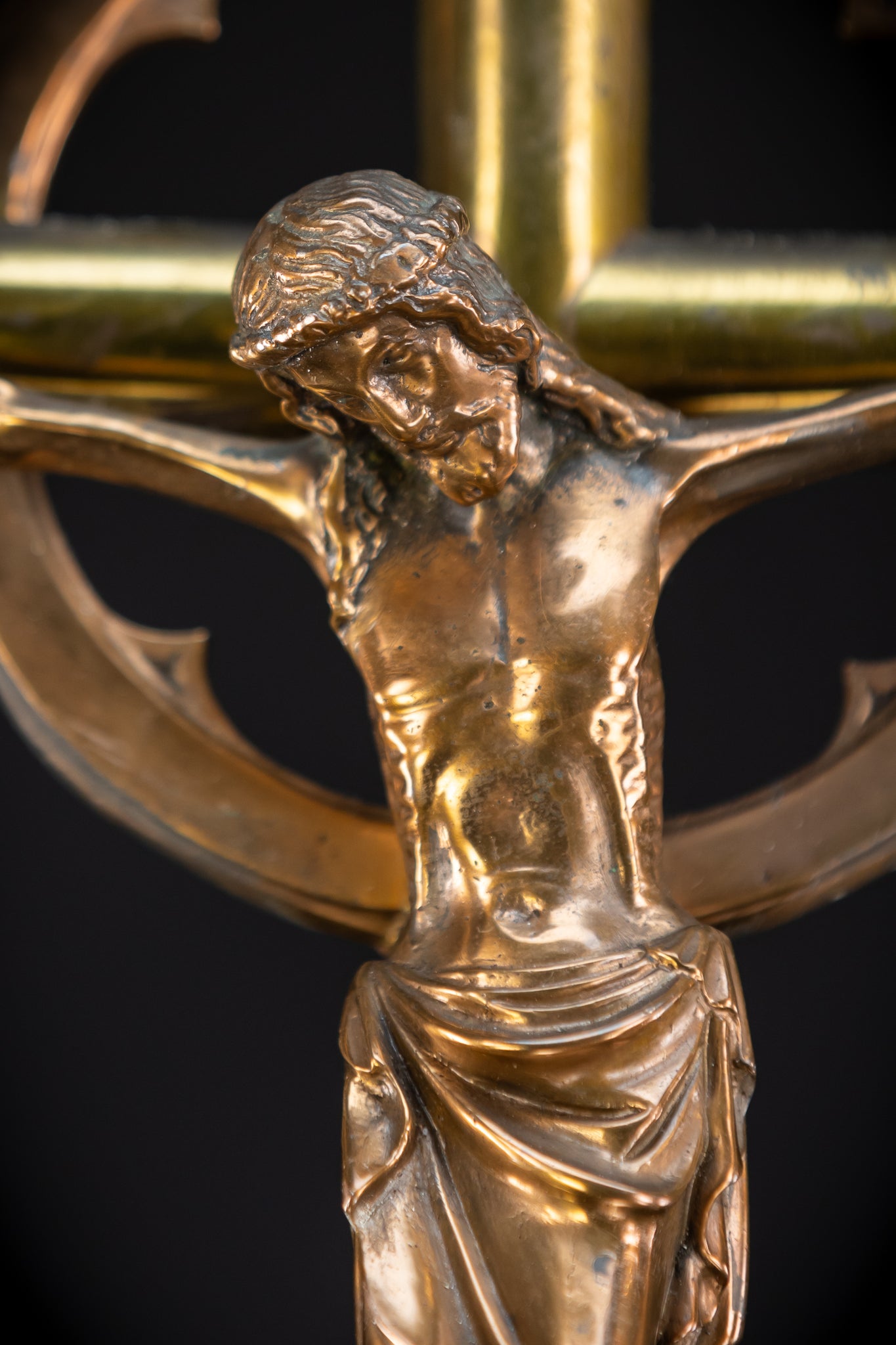 Bronze Altar Crucifix | 1800s Antique | 25.6" / 65 cm