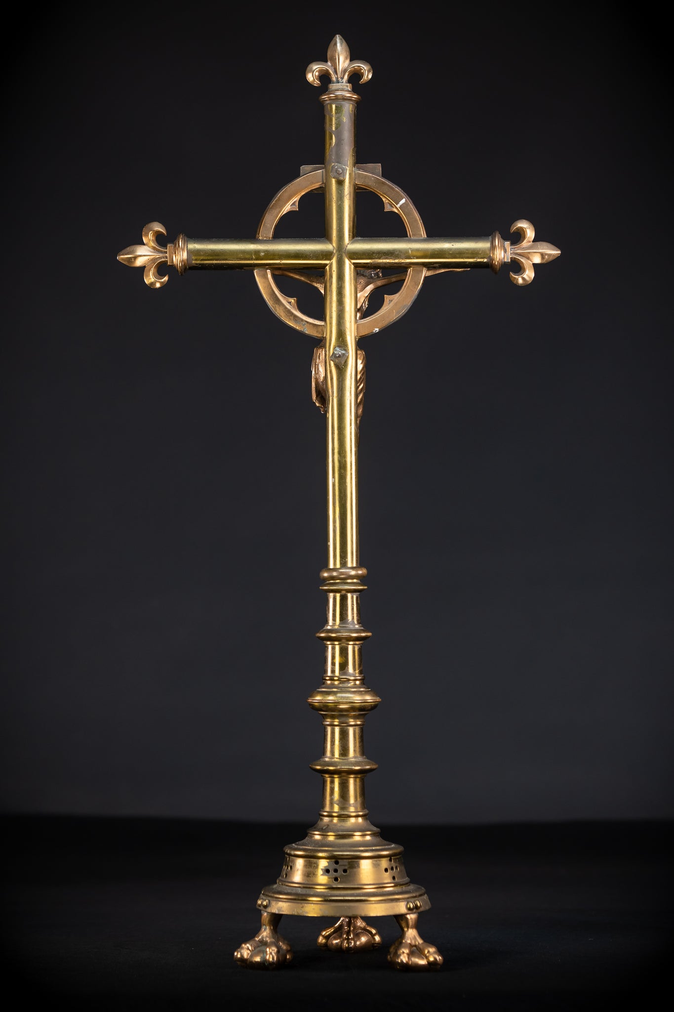 Bronze Altar Crucifix | 1800s Antique | 25.6" / 65 cm