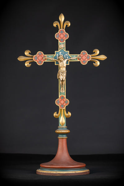  Antique Altar Crucifix | Bronze Jesus | 25.2"
