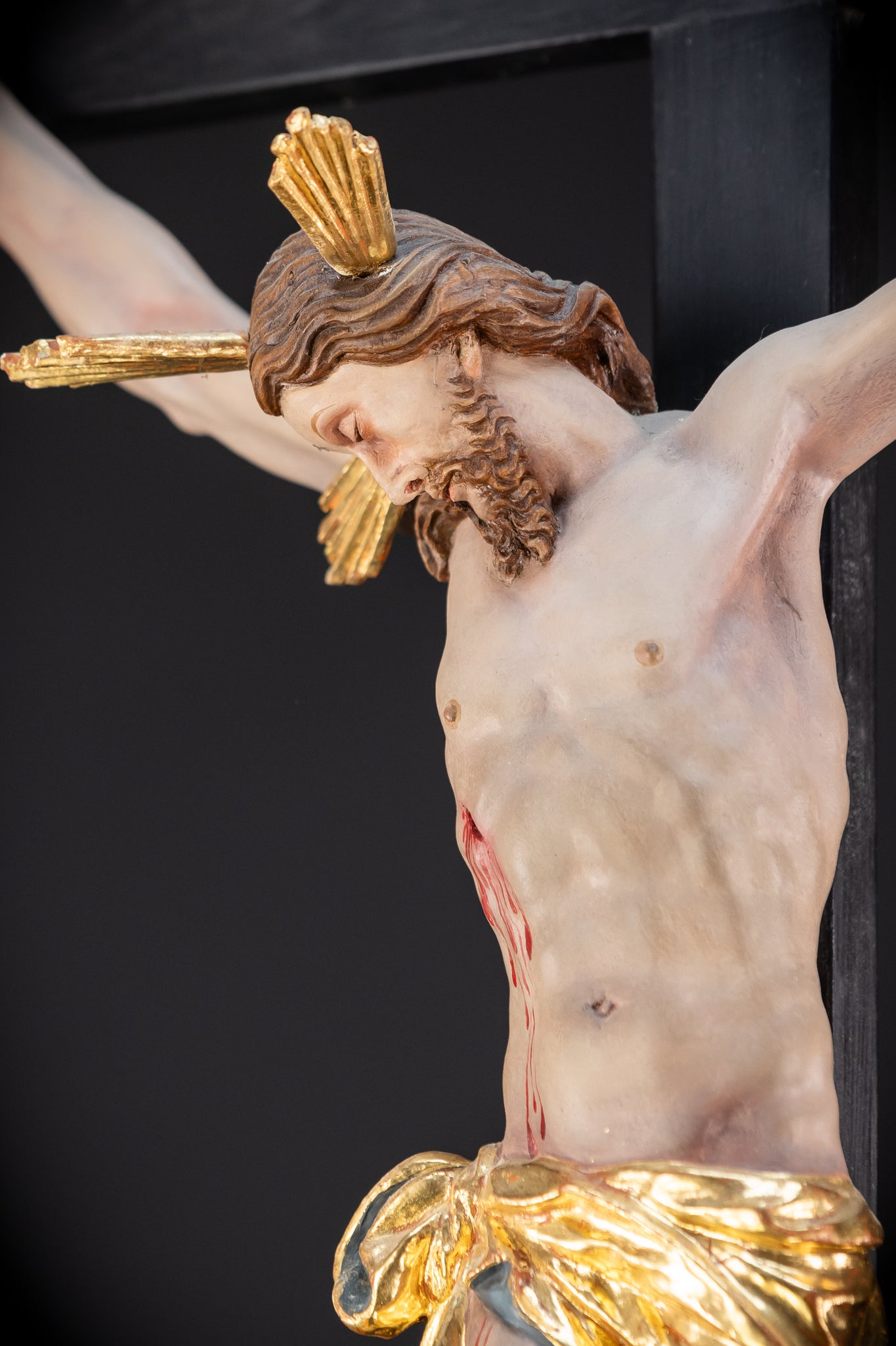 Altar Crucifix Wood Carved | 1700s Baroque | 33.9" / 86 cm