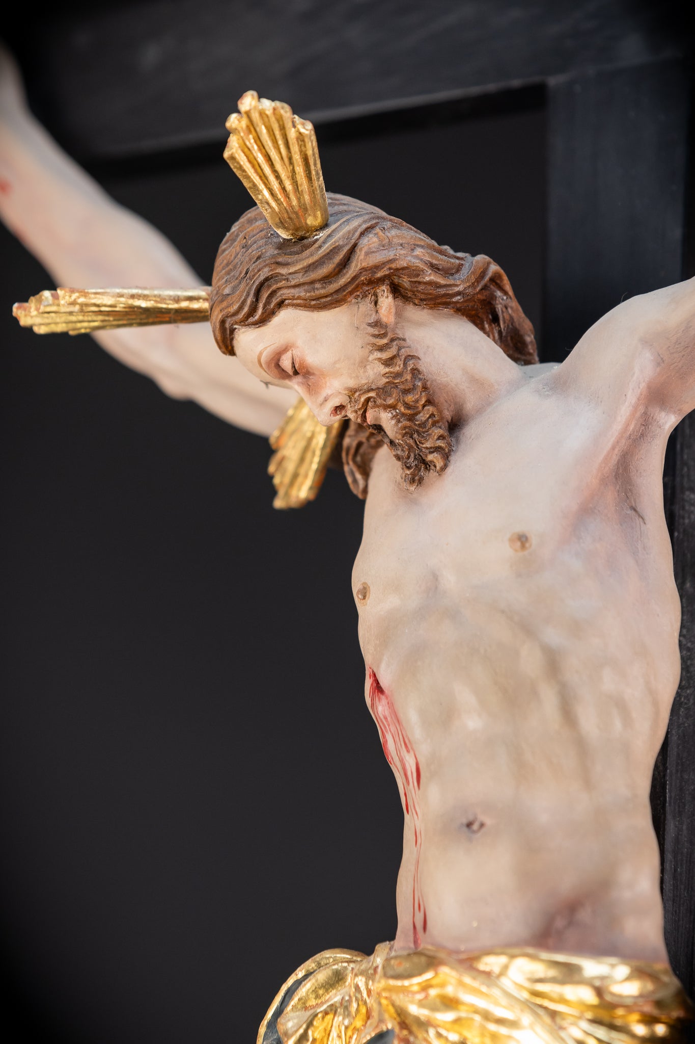 Altar Crucifix Wood Carved | 1700s Baroque | 33.9" / 86 cm