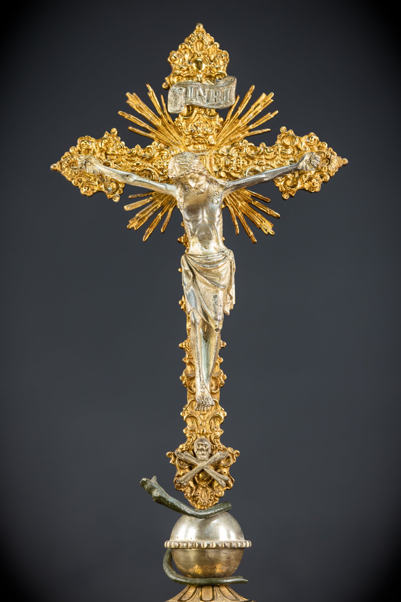 Crucifix Altar | French 1700s Gilded Bronze | 19.7"