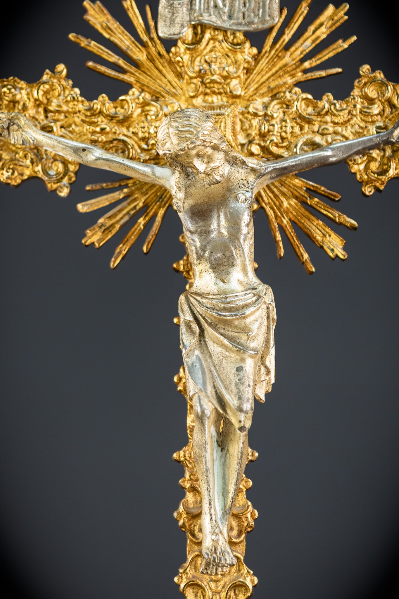 Crucifix Altar | French 1700s Gilded Bronze | 19.7"