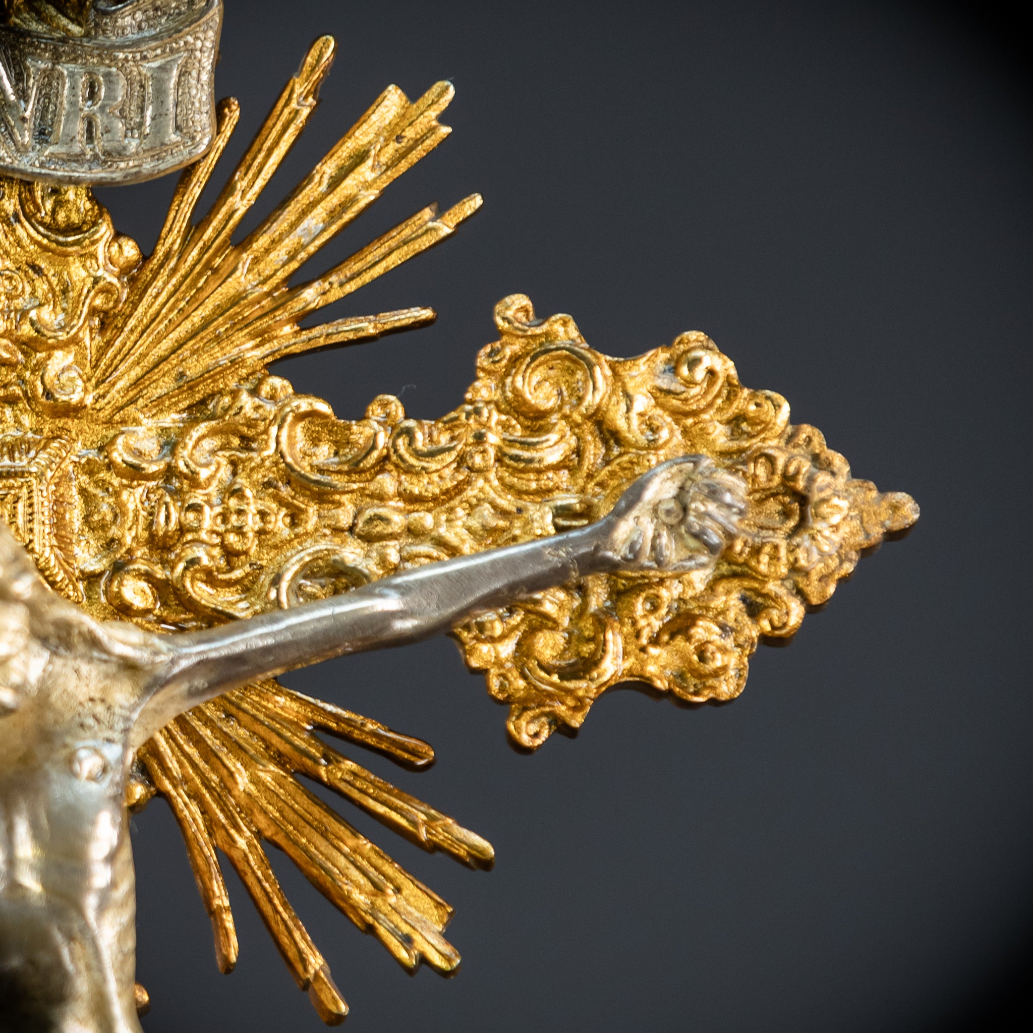 Crucifix Altar | French 1700s Gilded Bronze | 19.7"