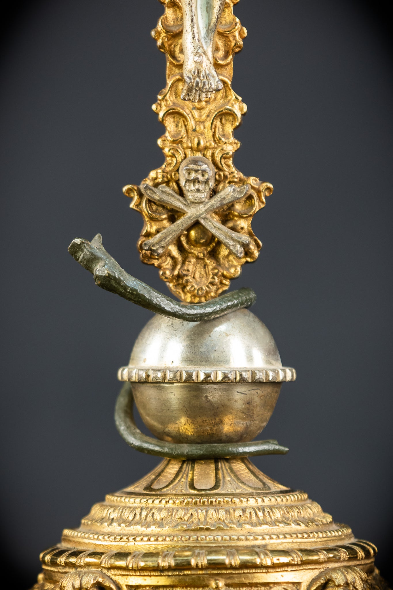 Crucifix Altar | French 1700s Gilded Bronze | 19.7"