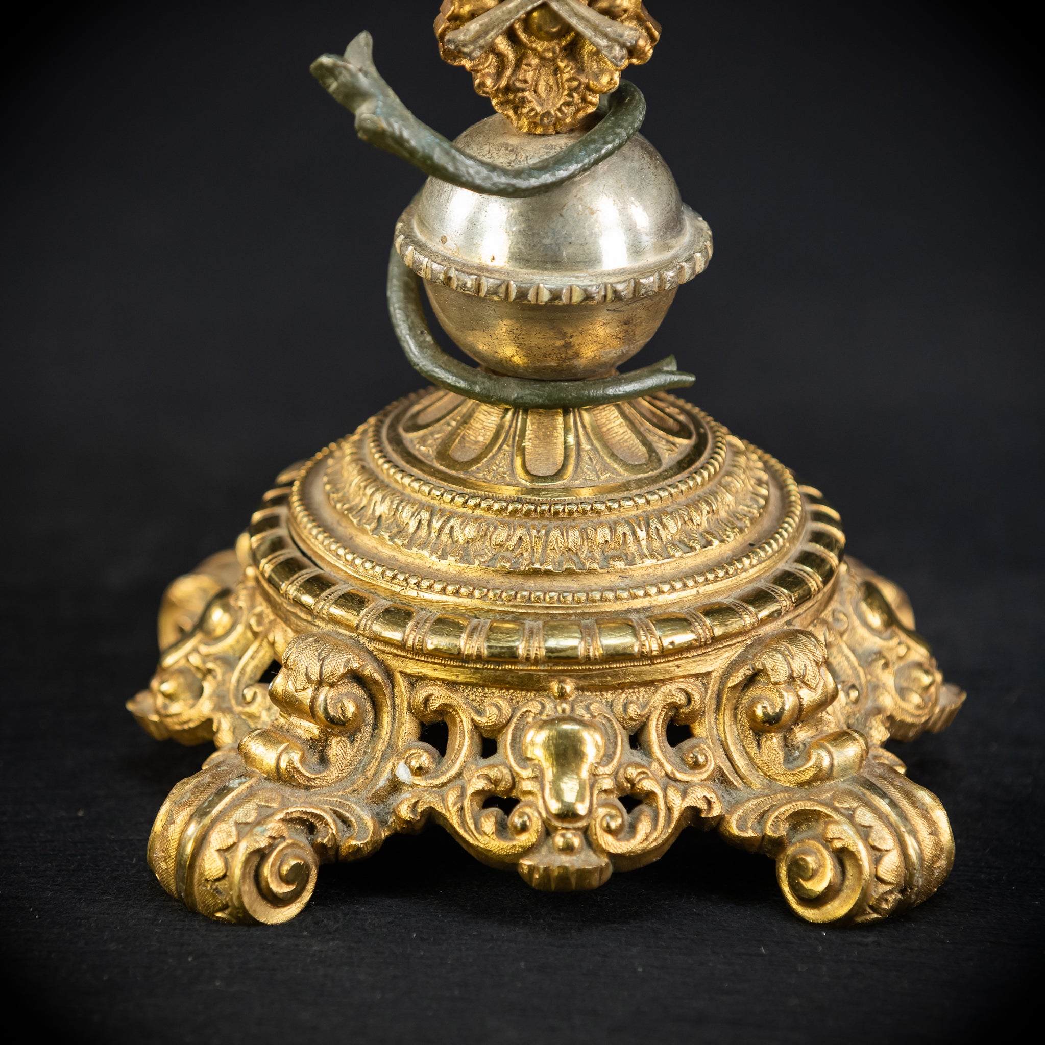 Crucifix Altar | French 1700s Gilded Bronze | 19.7"