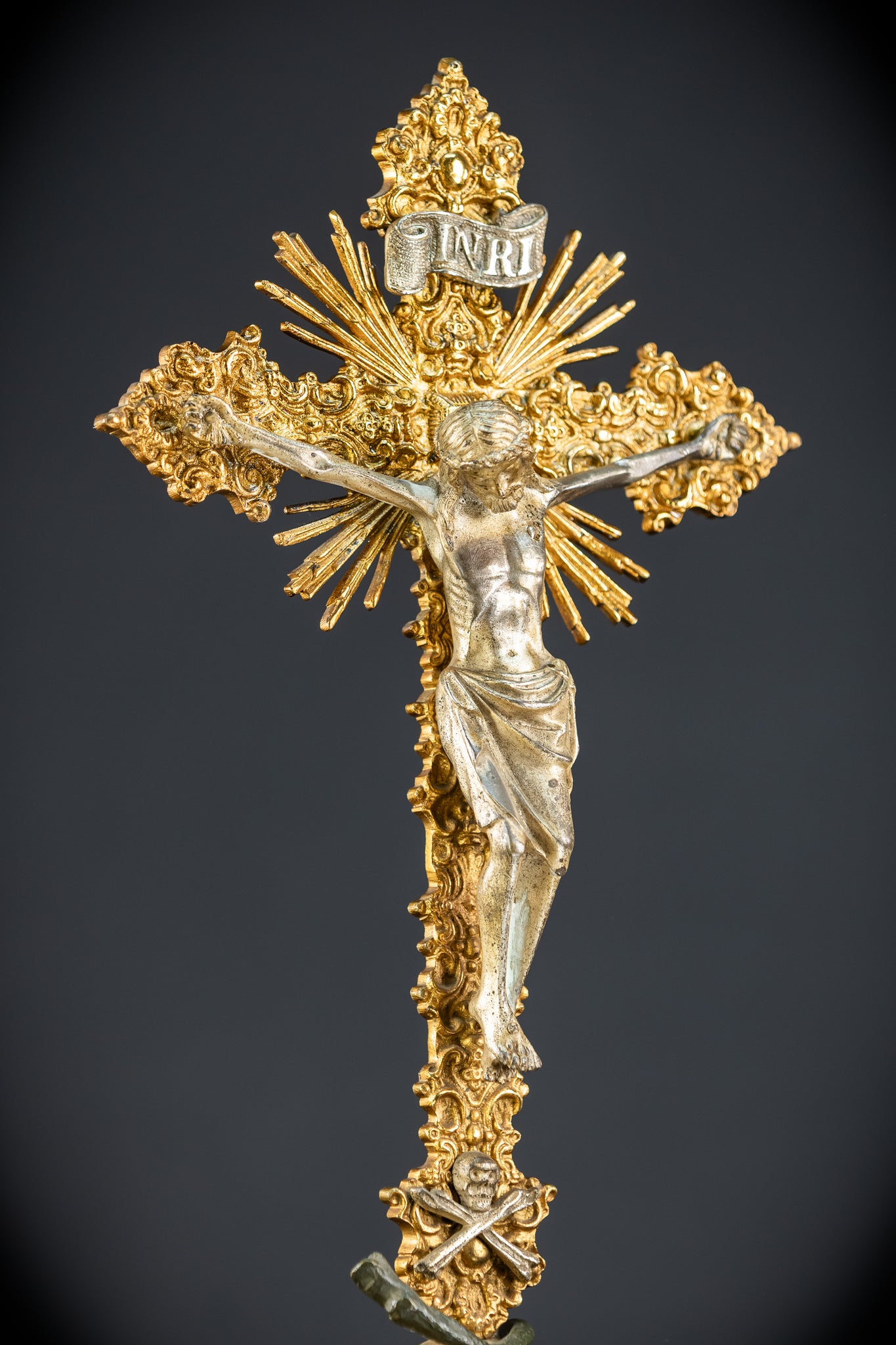 Crucifix Altar | French 1700s Gilded Bronze | 19.7"