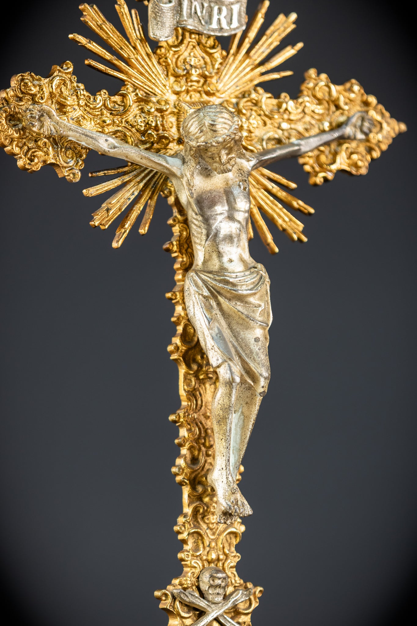 Crucifix Altar | French 1700s Gilded Bronze | 19.7"