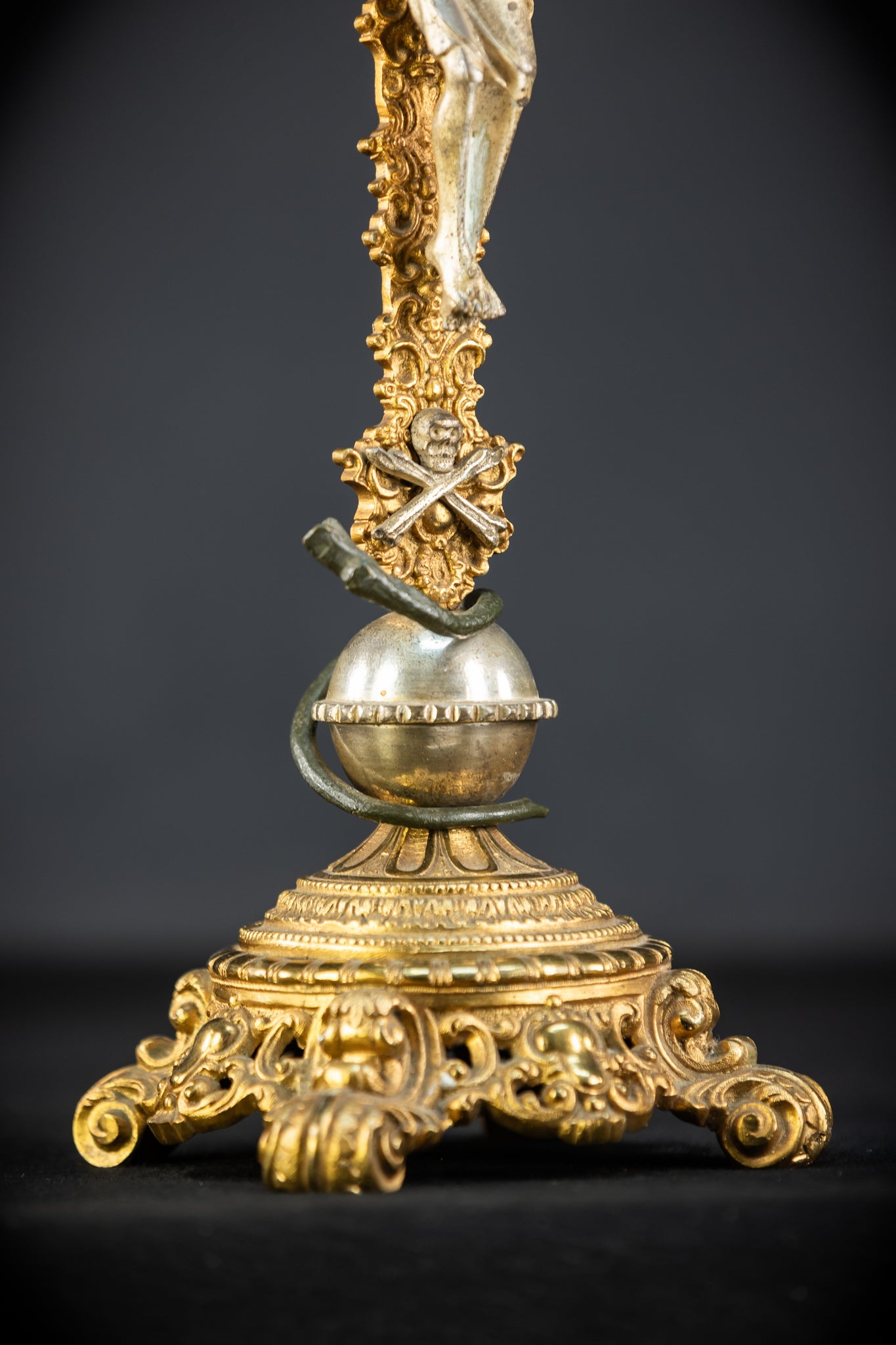 Crucifix Altar | French 1700s Gilded Bronze | 19.7"