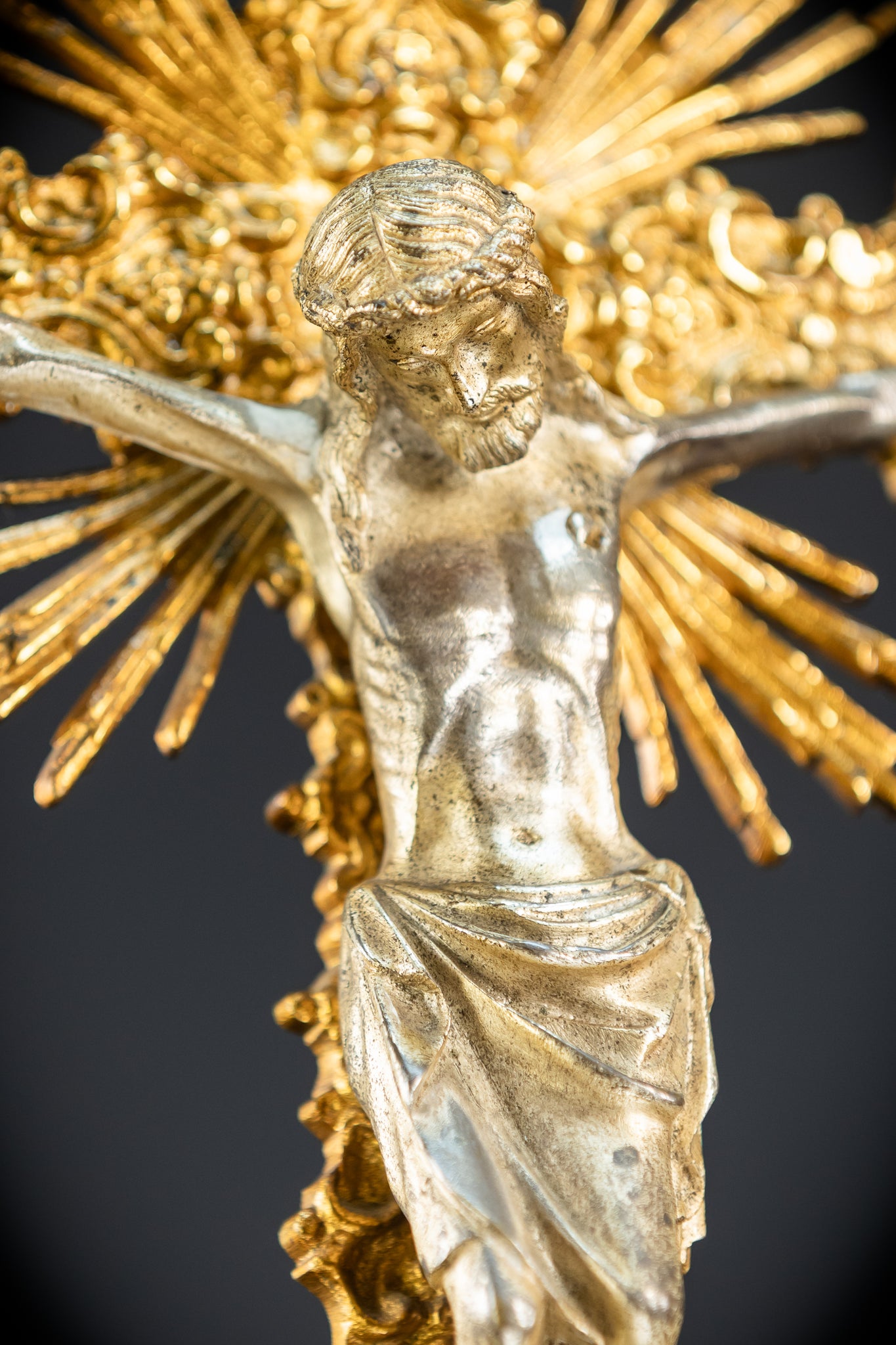 Crucifix Altar | French 1700s Gilded Bronze | 19.7"