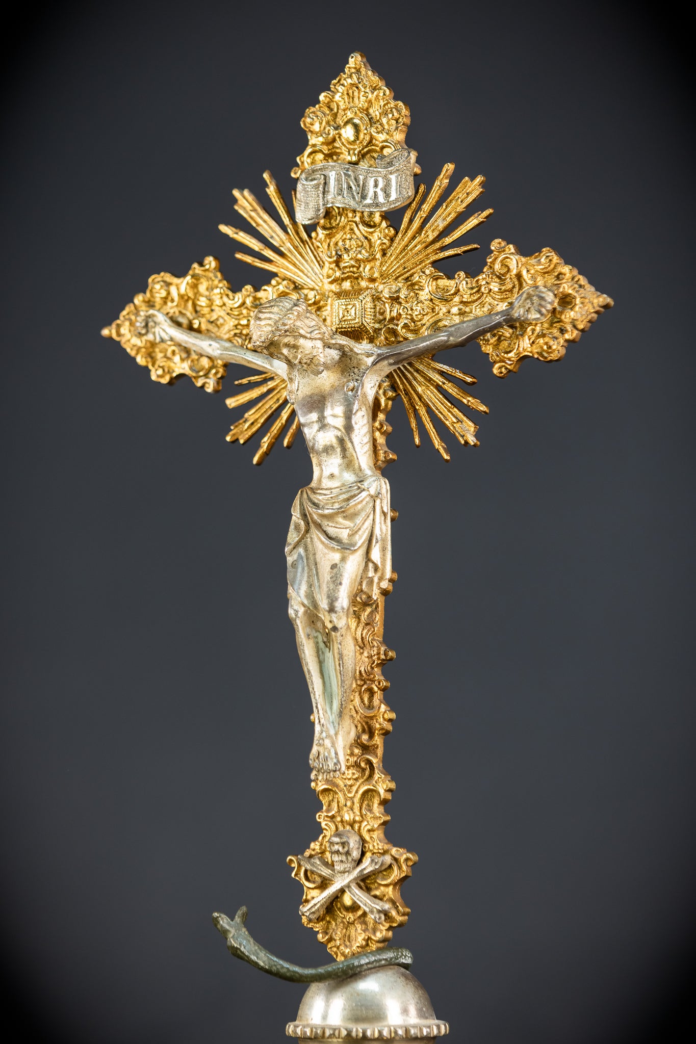 Crucifix Altar | French 1700s Gilded Bronze | 19.7"