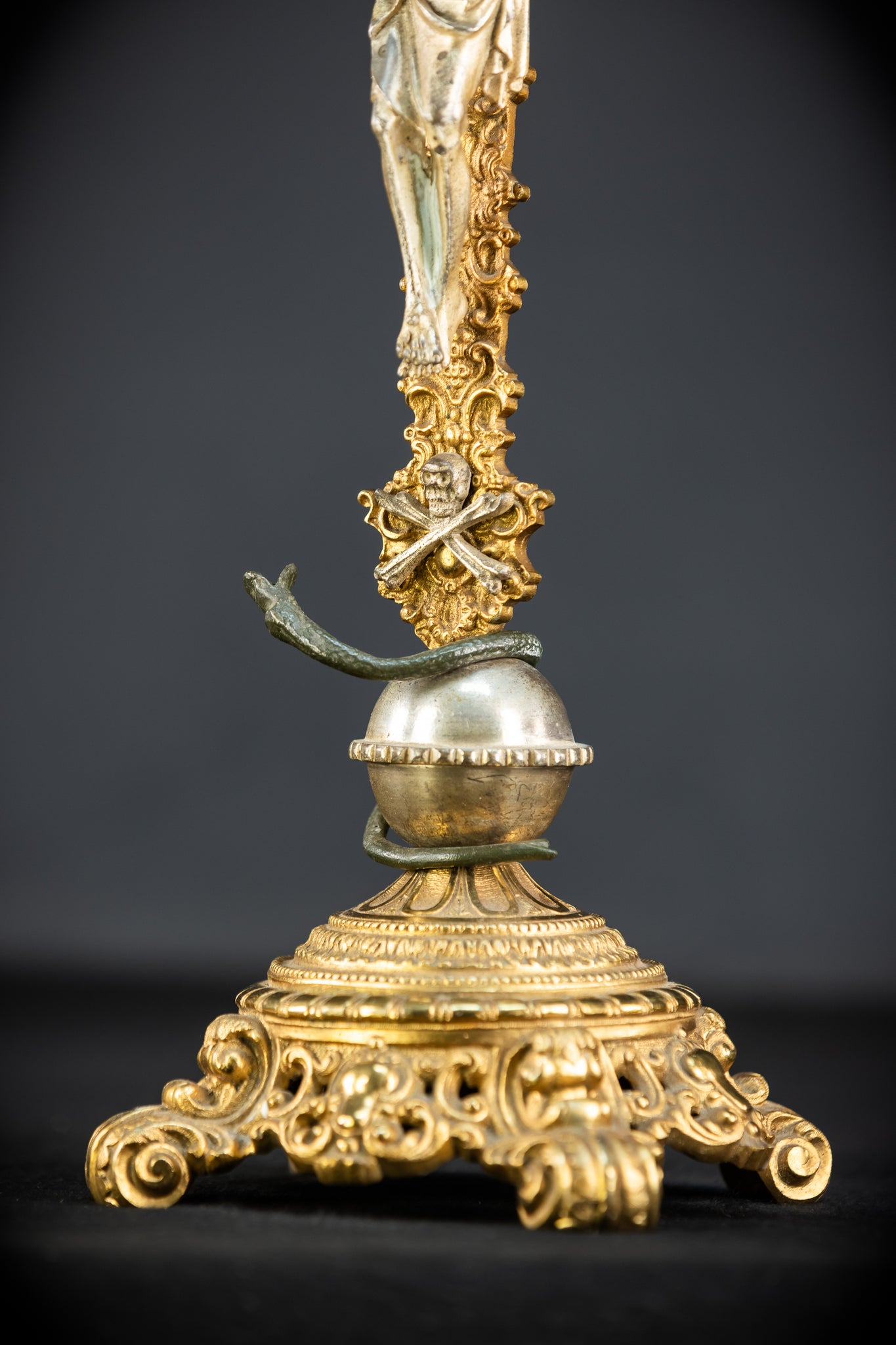 Crucifix Altar | French 1700s Gilded Bronze | 19.7"