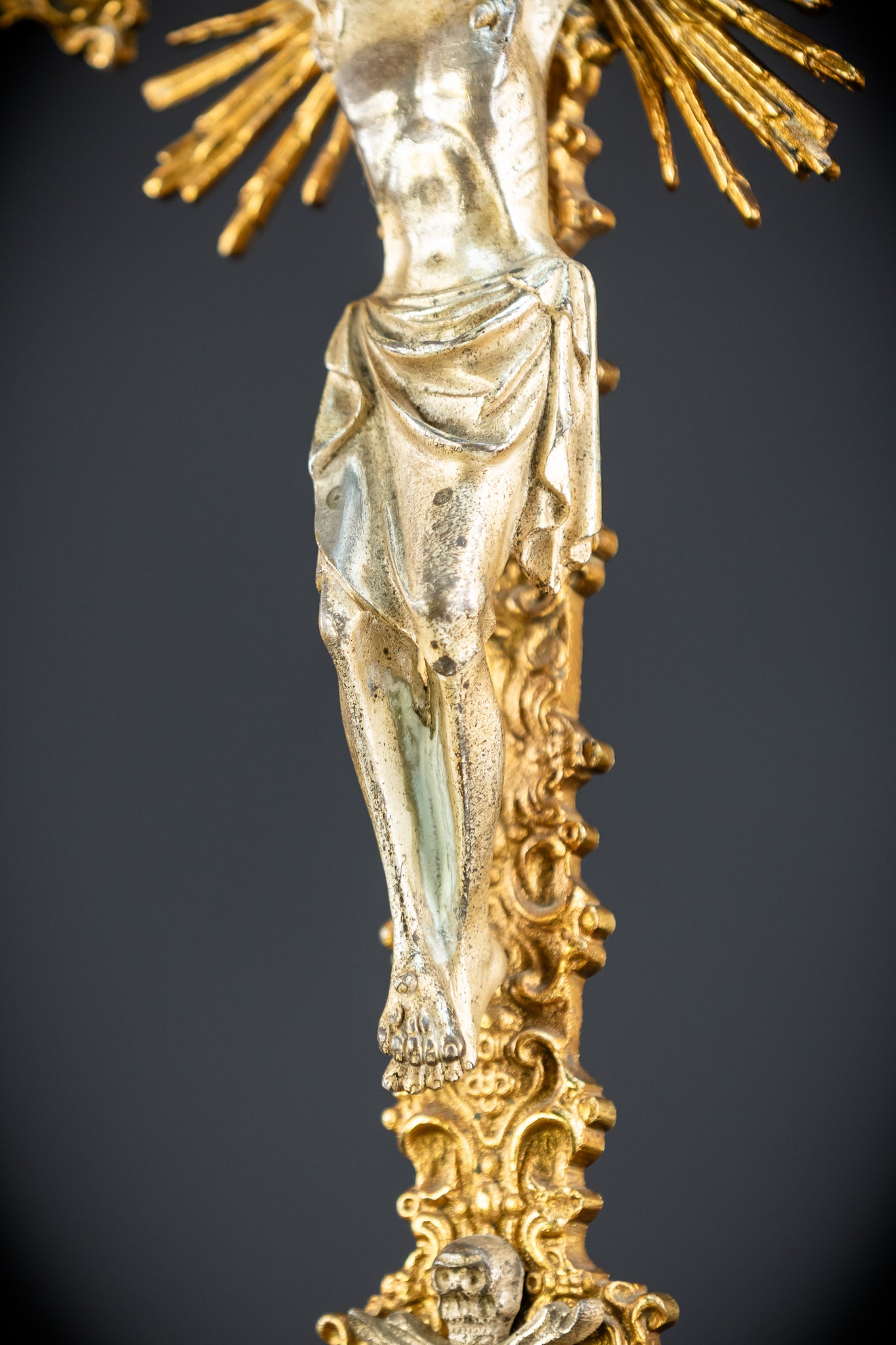 Crucifix Altar | French 1700s Gilded Bronze | 19.7"