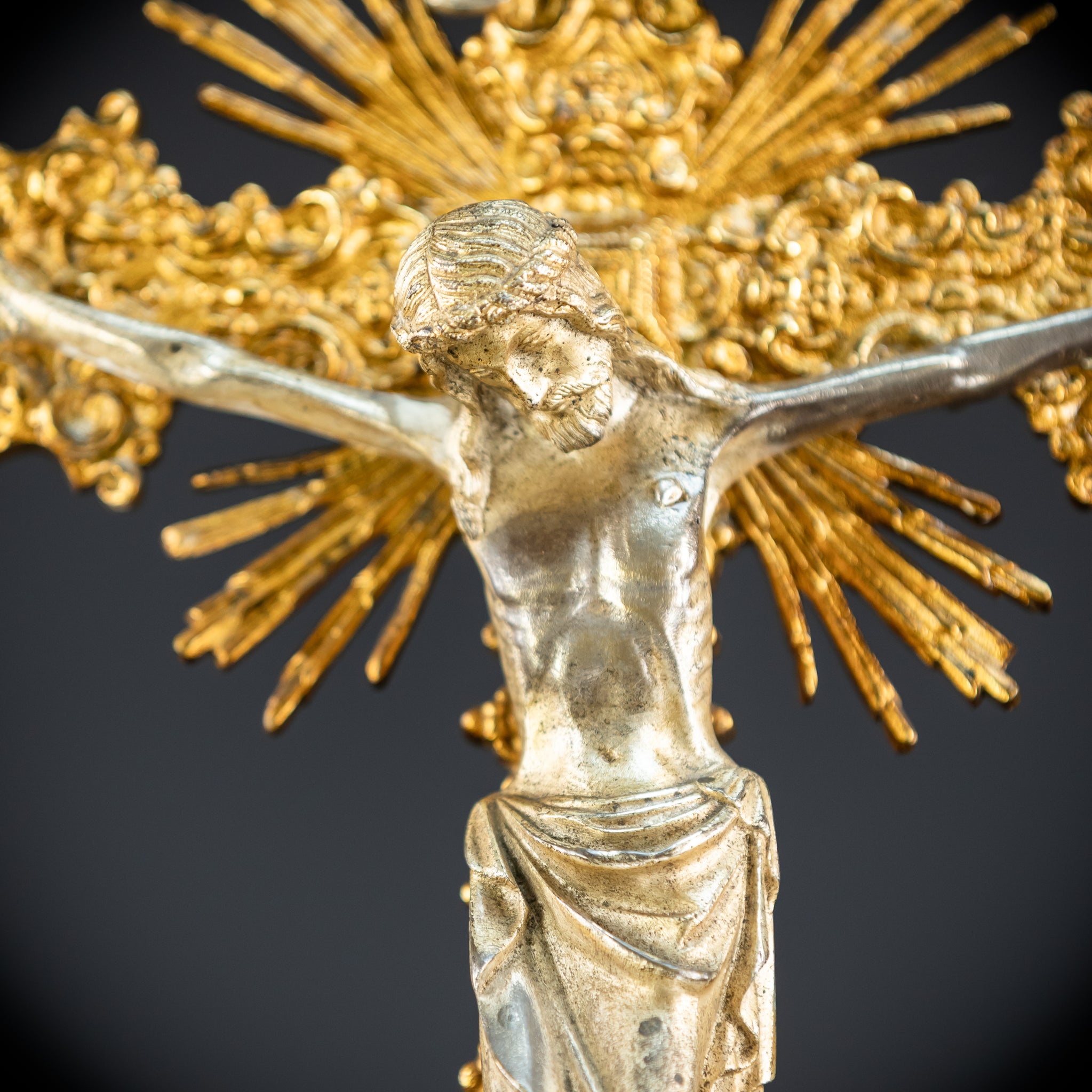 Crucifix Altar | French 1700s Gilded Bronze | 19.7"