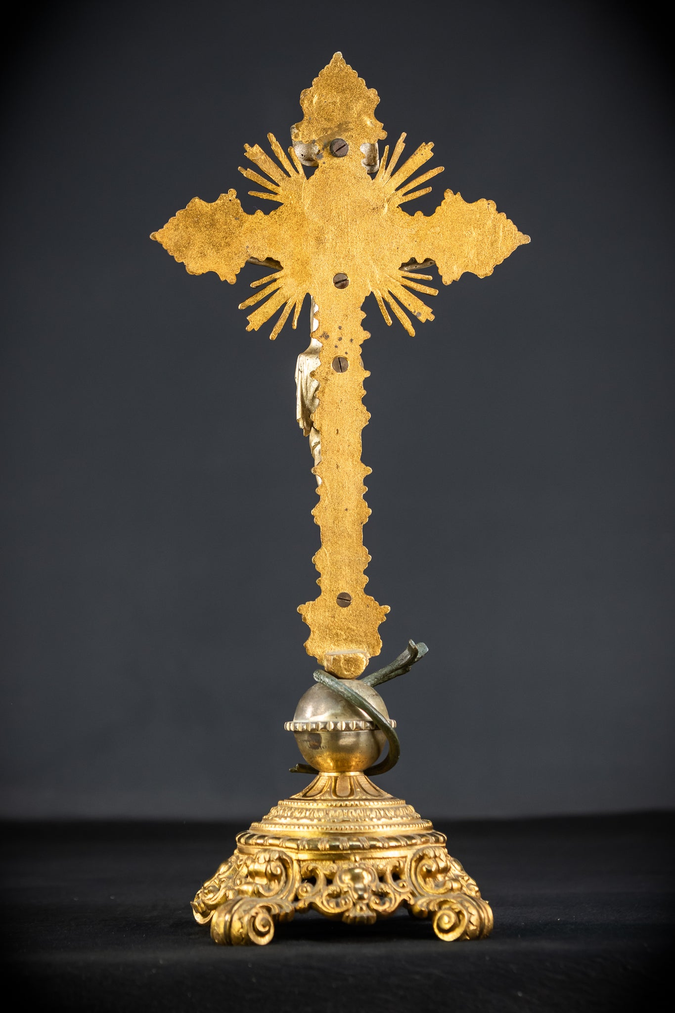 Crucifix Altar | French 1700s Gilded Bronze | 19.7"