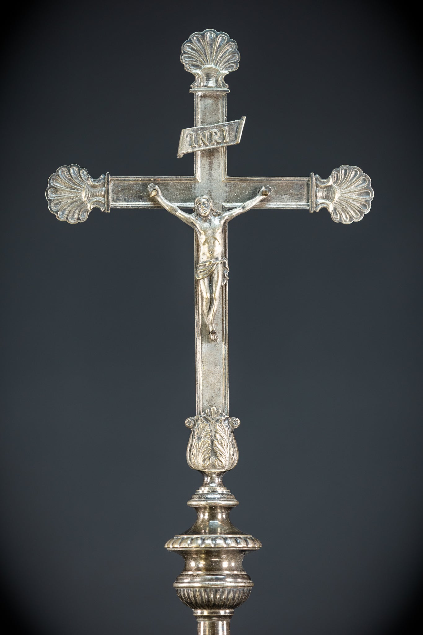 Processional Silver Plated Bronze Crucifix | 1700s | 20.1"