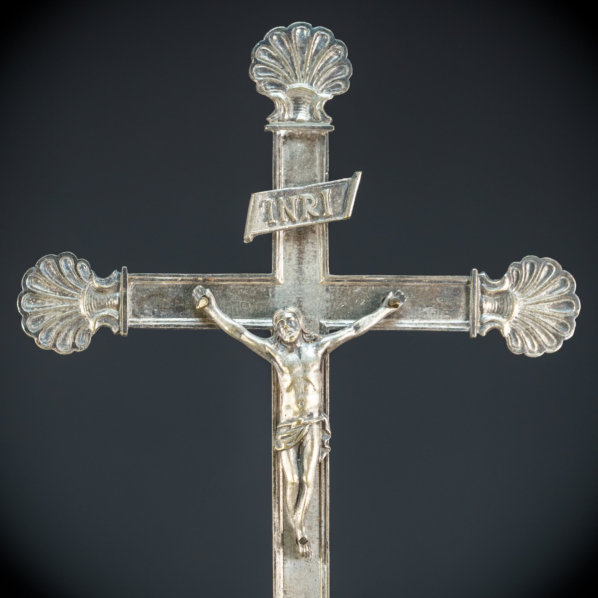 Processional Silver Plated Bronze Crucifix | 1700s | 20.1"