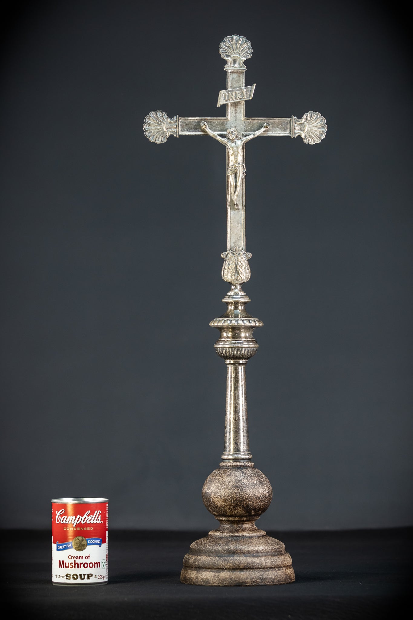 Processional Silver Plated Bronze Crucifix | 1700s | 20.1"