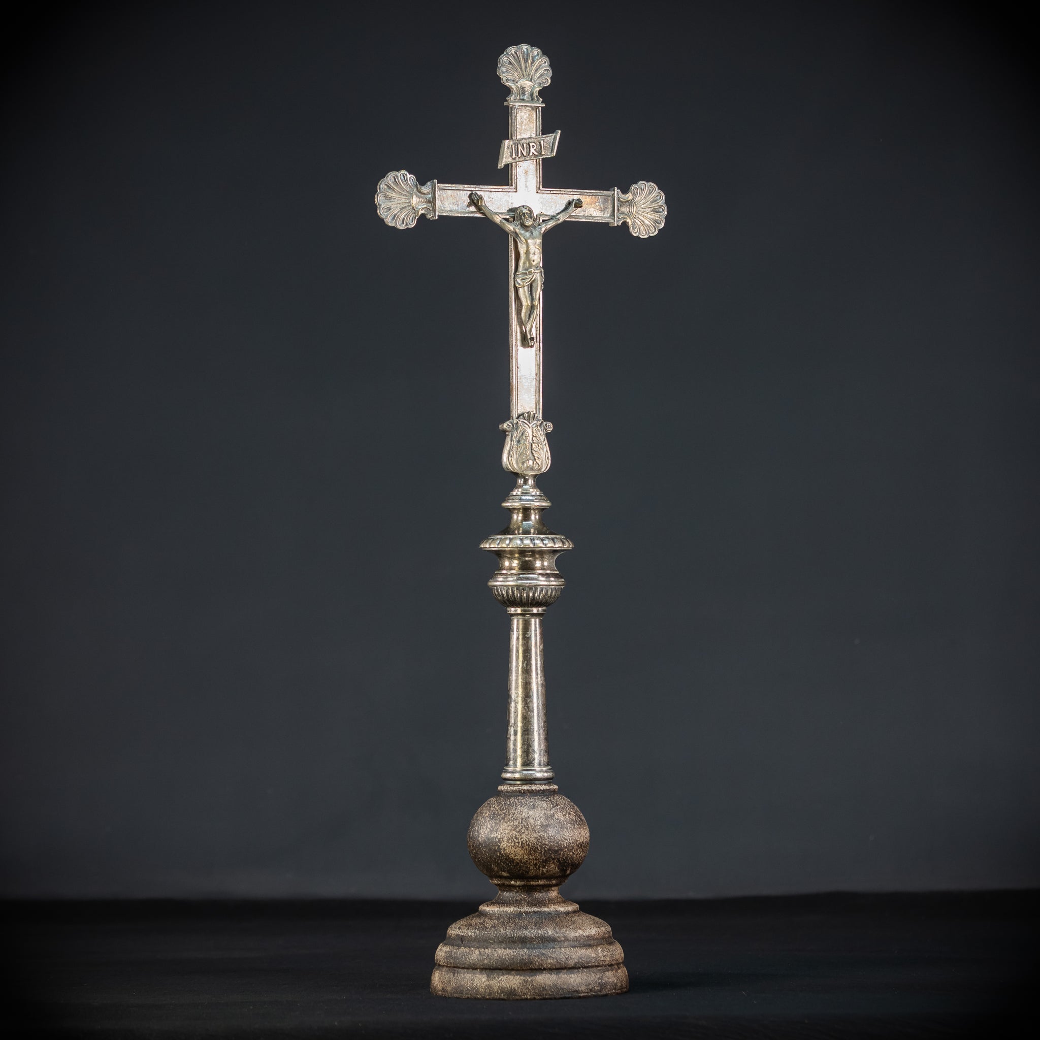 Processional Silver Plated Bronze Crucifix | 1700s | 20.1"