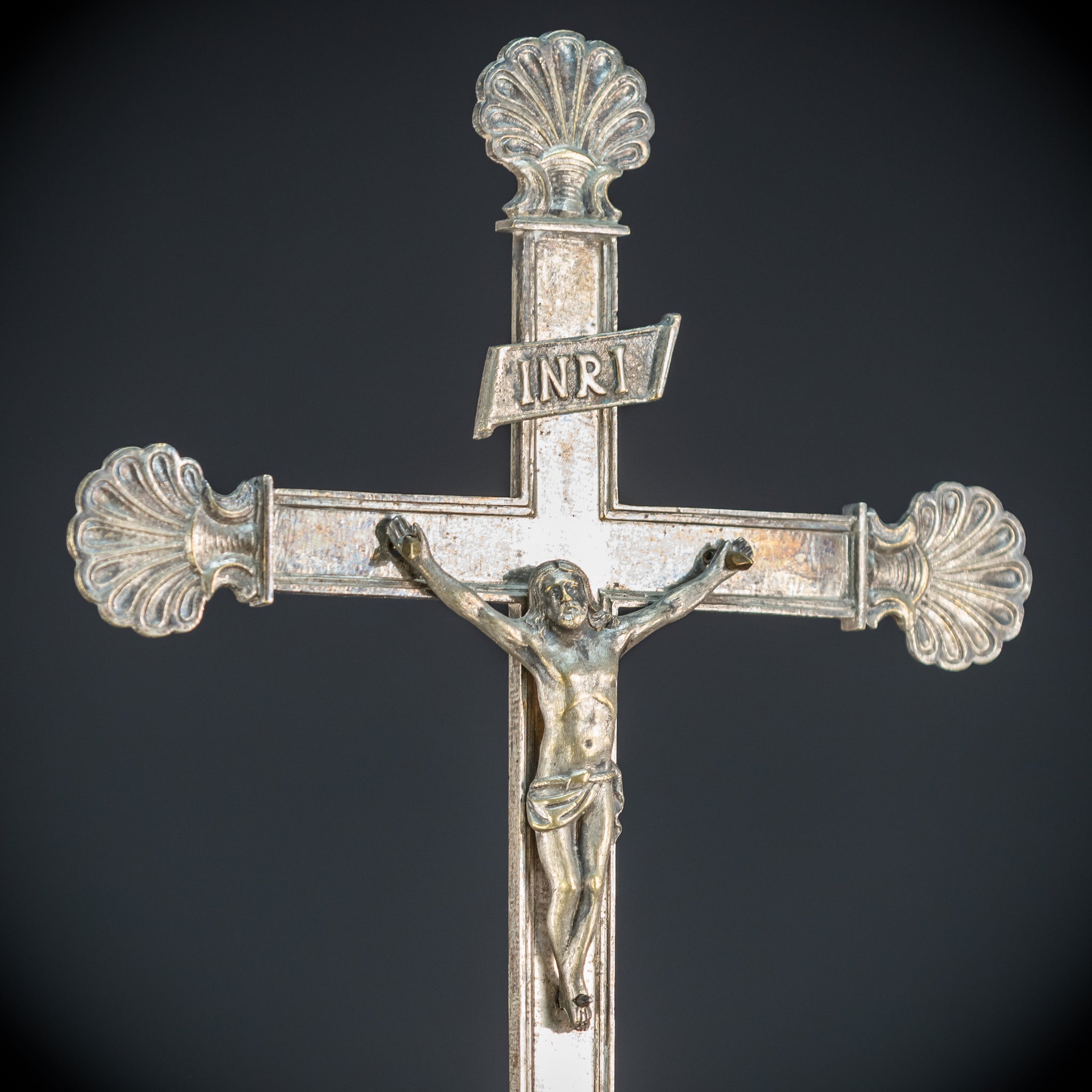 Processional Silver Plated Bronze Crucifix | 1700s | 20.1"