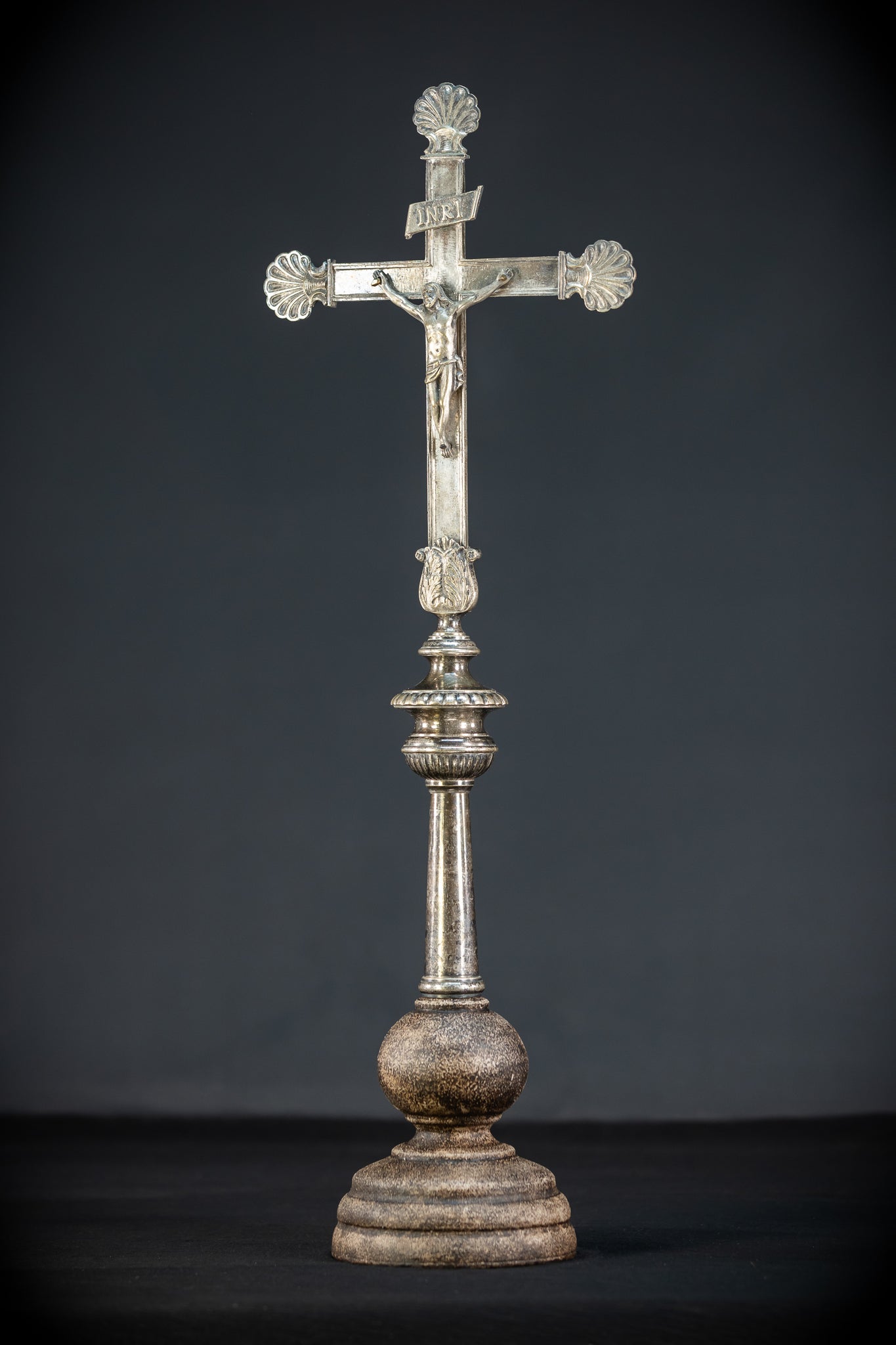 Processional Silver Plated Bronze Crucifix | 1700s | 20.1"