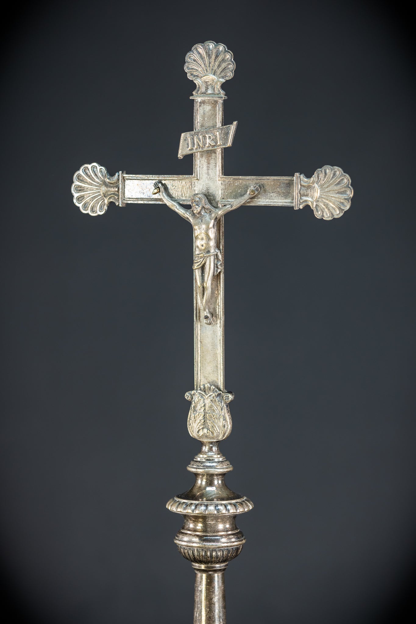 Processional Silver Plated Bronze Crucifix | 1700s | 20.1"
