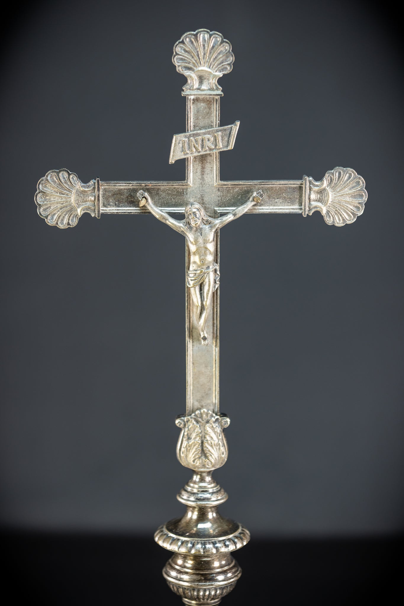 Processional Silver Plated Bronze Crucifix | 1700s | 20.1"