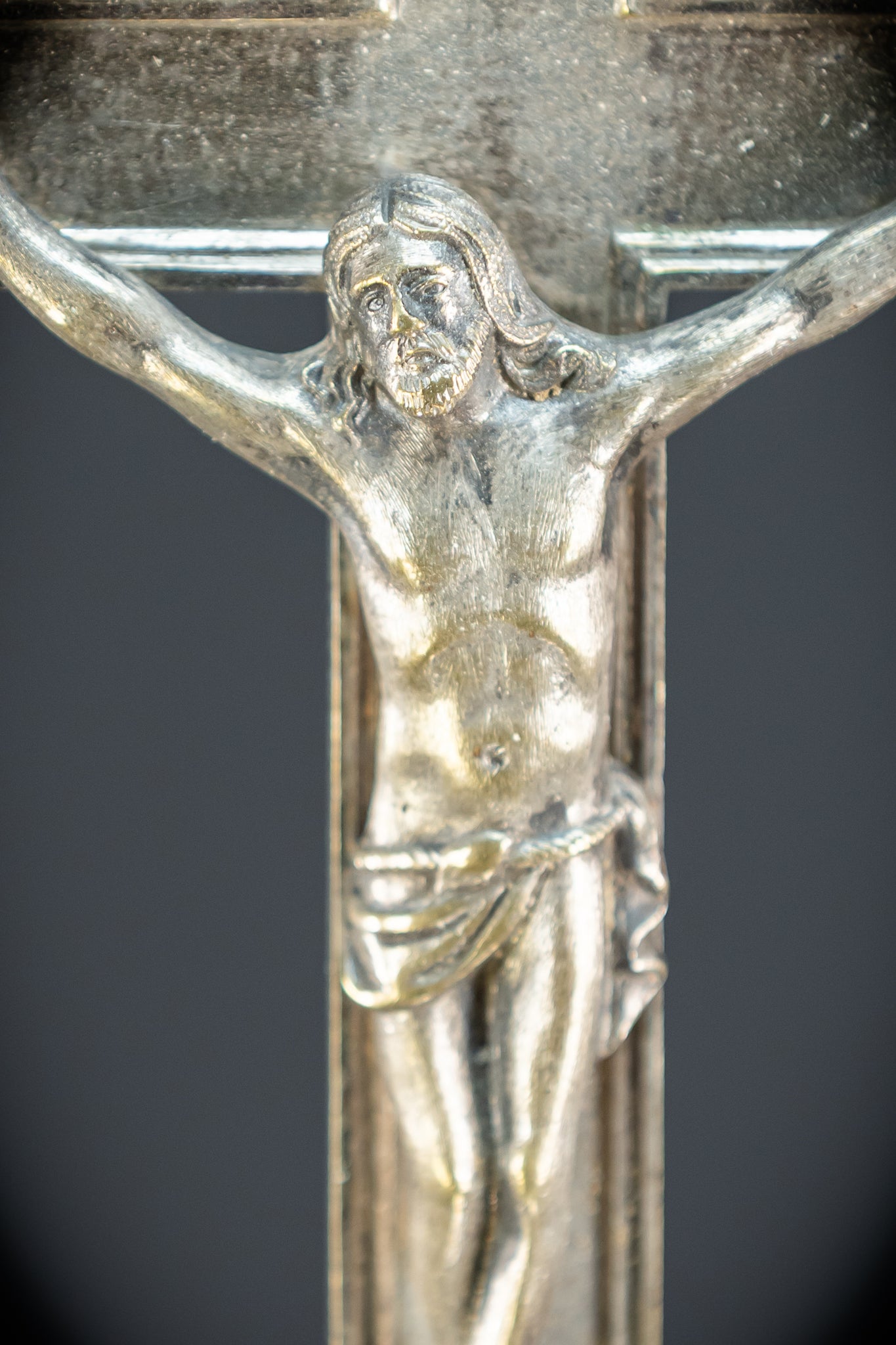 Processional Silver Plated Bronze Crucifix | 1700s | 20.1"